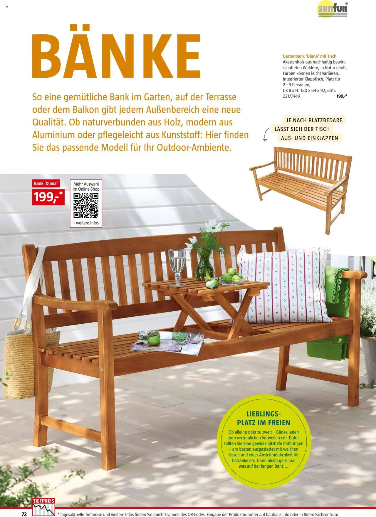 Bauhaus Freizeit im Garten 2025 gültig ab 04.03.2025 | Seite: 72 | Produkte: Kissen, Tisch