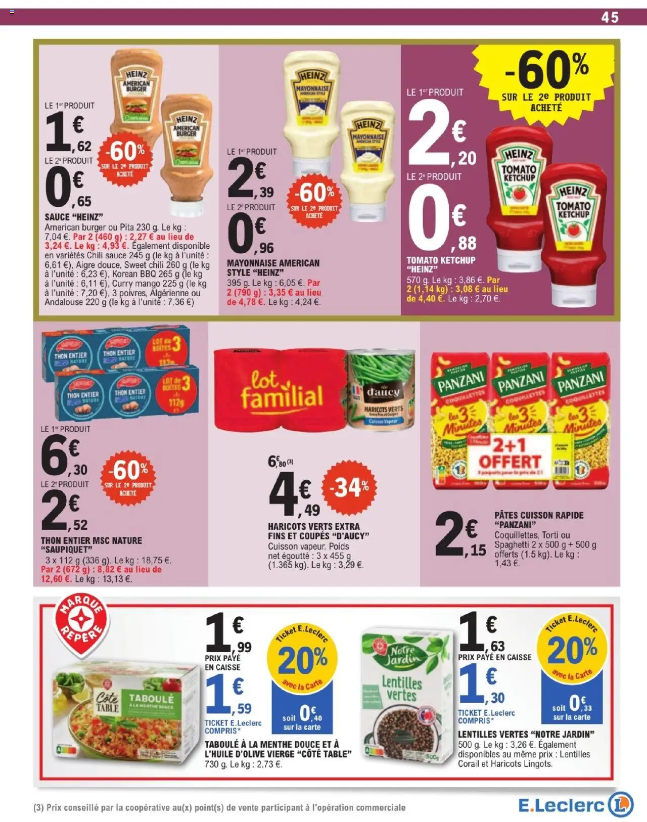  | Page: 45 | Produits: Poids, Haricots verts, Curry, Mayonnaise