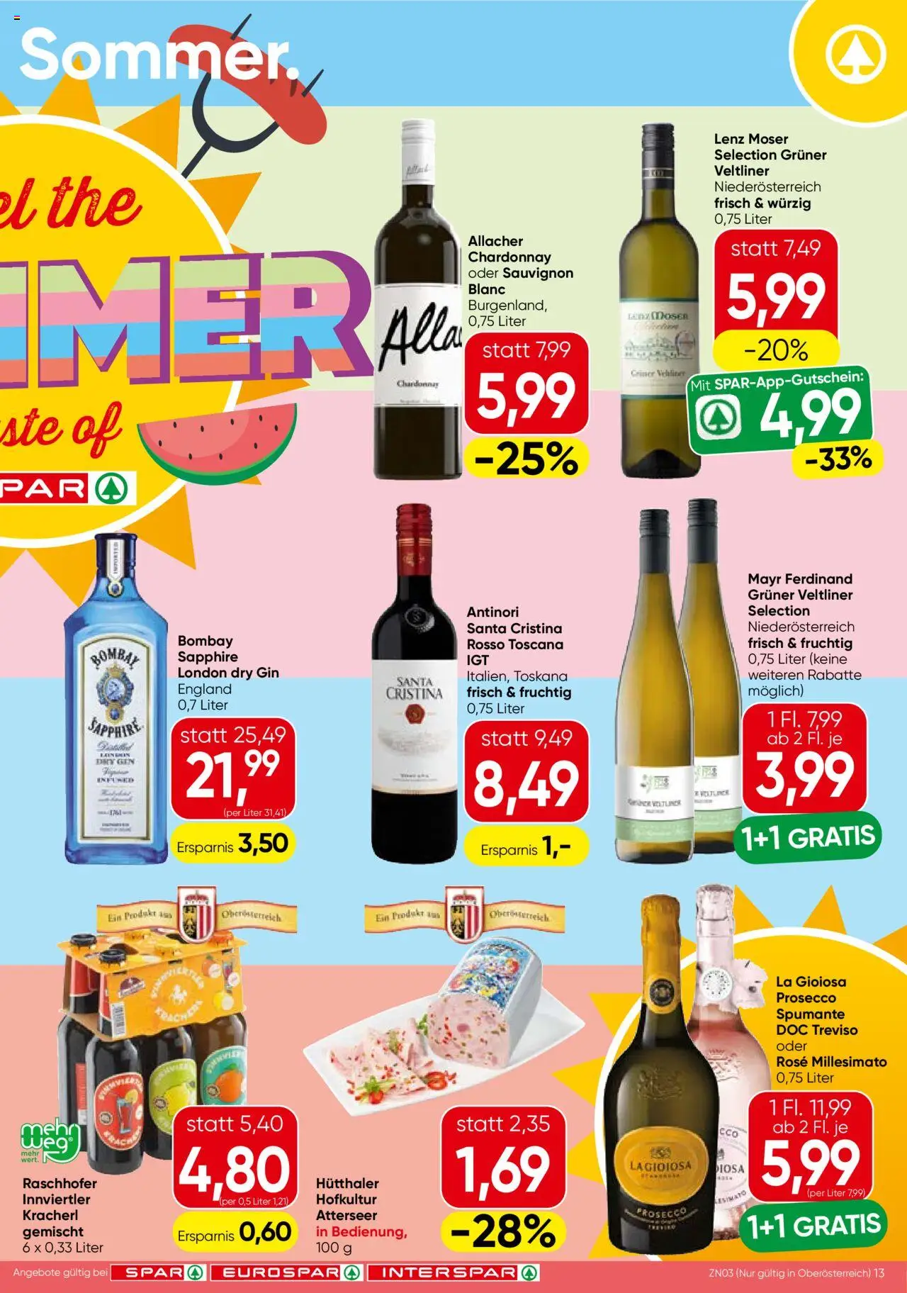 Spar Flugblatt - Oberösterreich gültig ab 14.08.2025 | Seite: 13 | Produkte: Gin