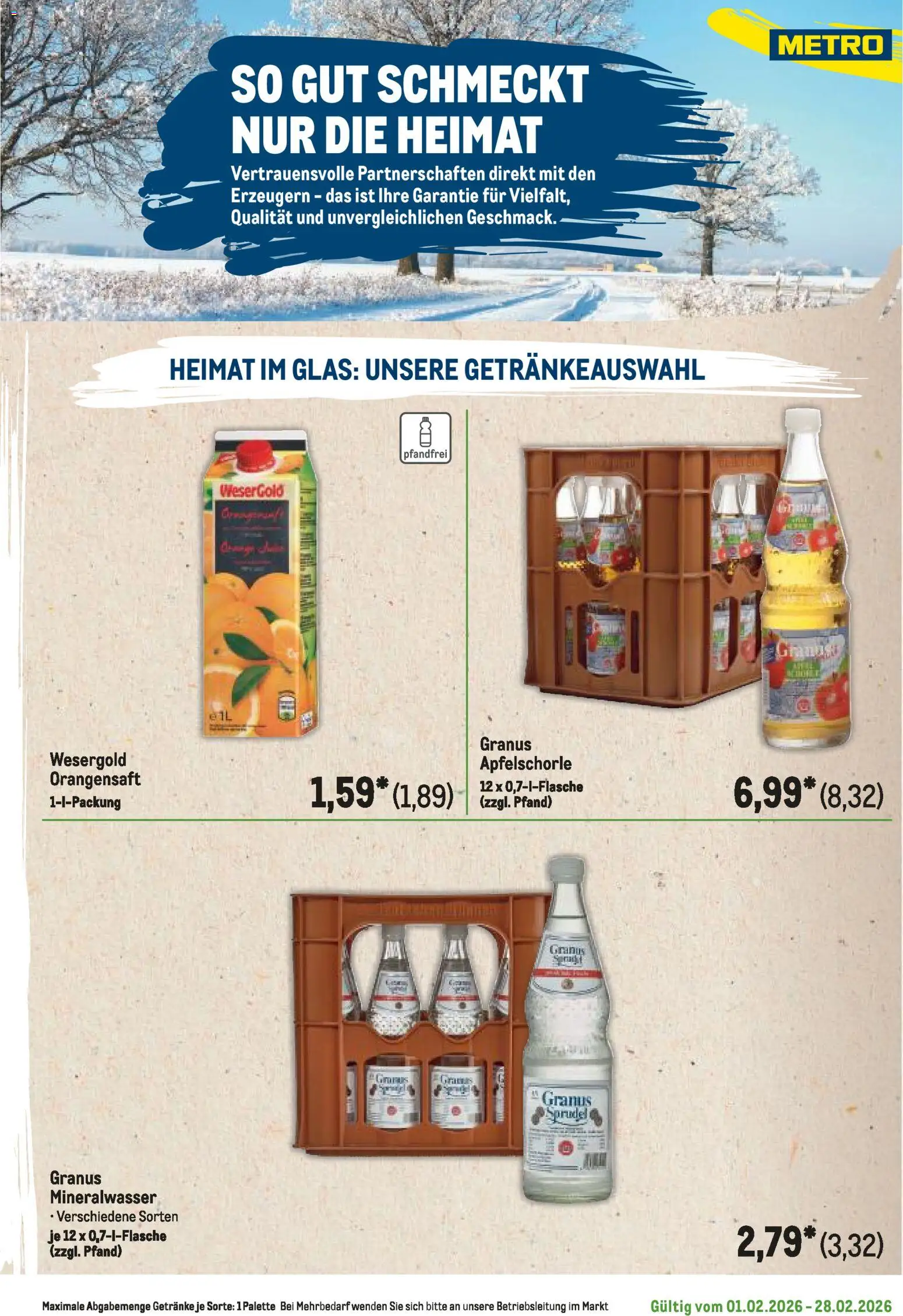 Metro Regionaler Flyer – gültig ab 01.02.2026 | Seite: 25 | Produkte: Orangensaft, Mineralwasser