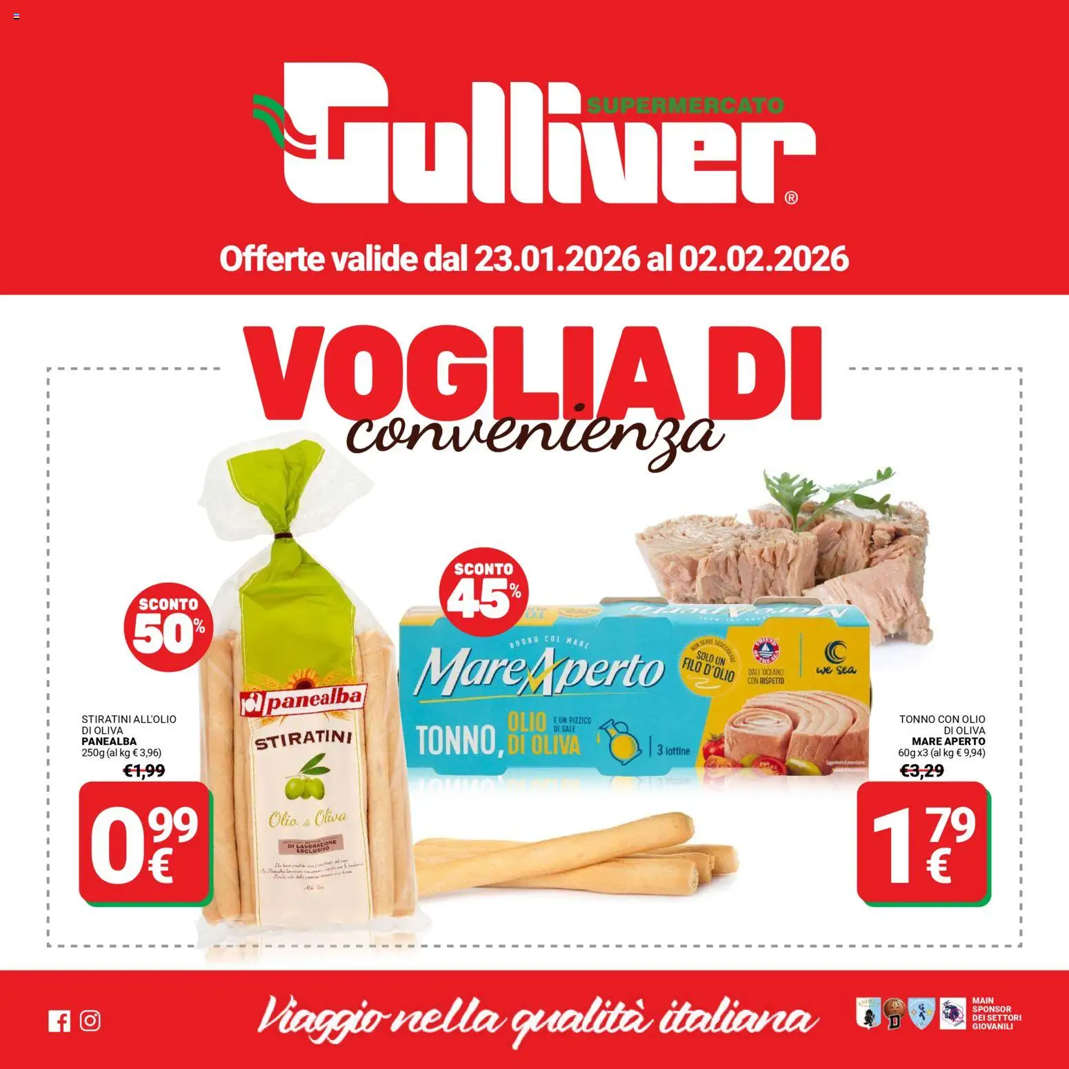 Volantino Gulliver del 23.01.2026 | Pagina: 1 | Prodotti: Olio, Tonno, Olio di Oliva