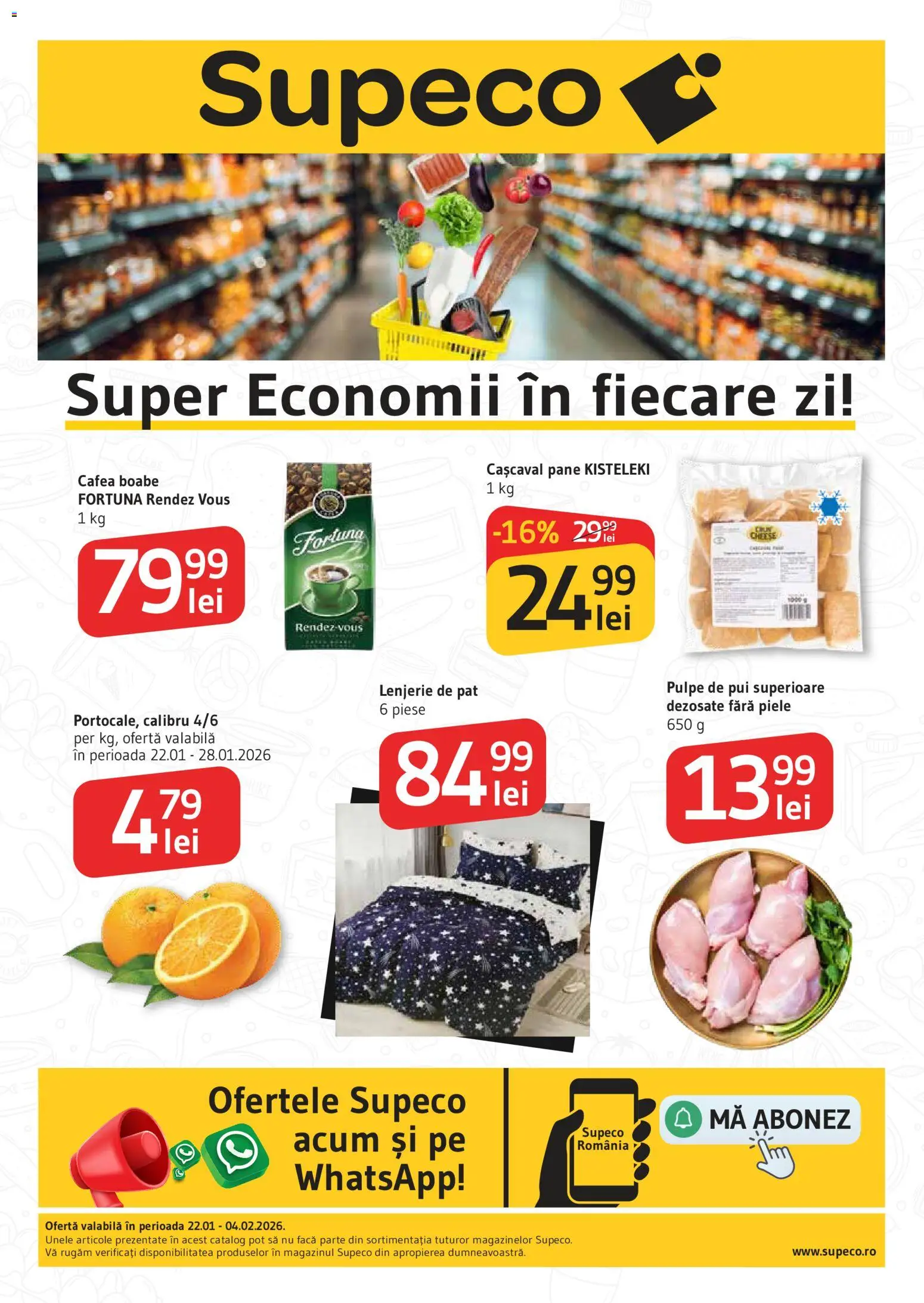 Noul catalog Supeco – valabil de la 22.01.2026 | Pagină: 1 | Produse: Pat, Lenjerie de pat, Hacıyatmaz Kedi Oyuncağı, Cașcaval