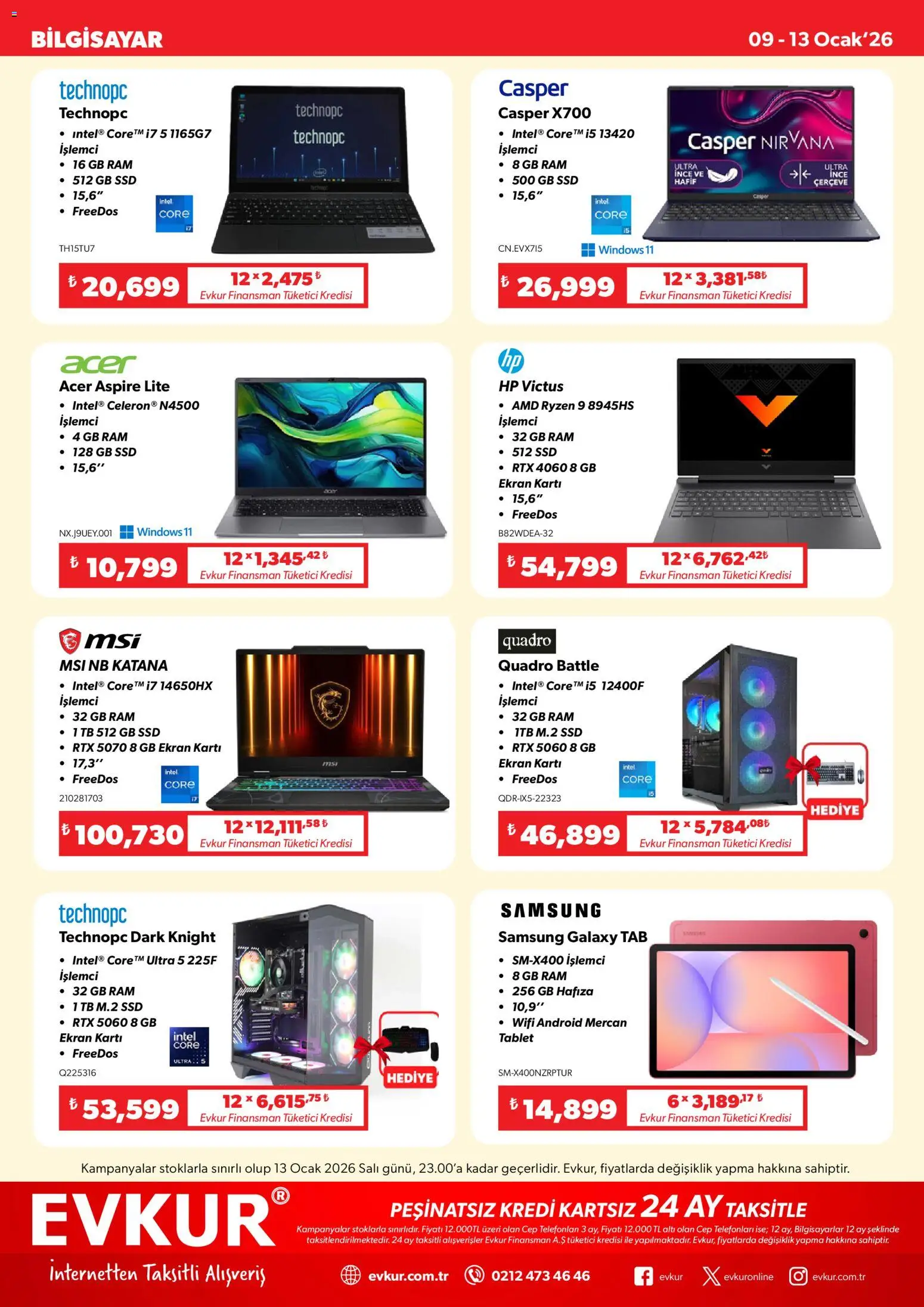 Evkur Katalog - 09.01.2026 tarihinden itibaren geçerlidir | Sayfa: 6 | Ürünler: Tablet, Bilgisayar, Ocak