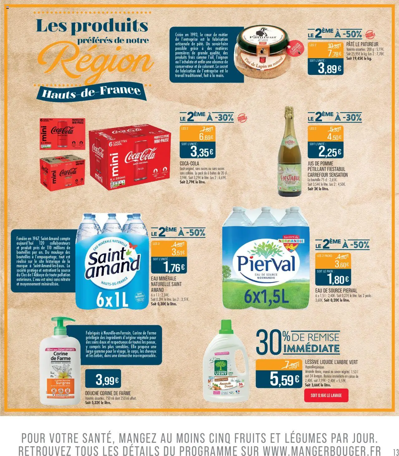  | Page: 13 | Produits: Eau minérale, Douche, Jus de pomme, Jus