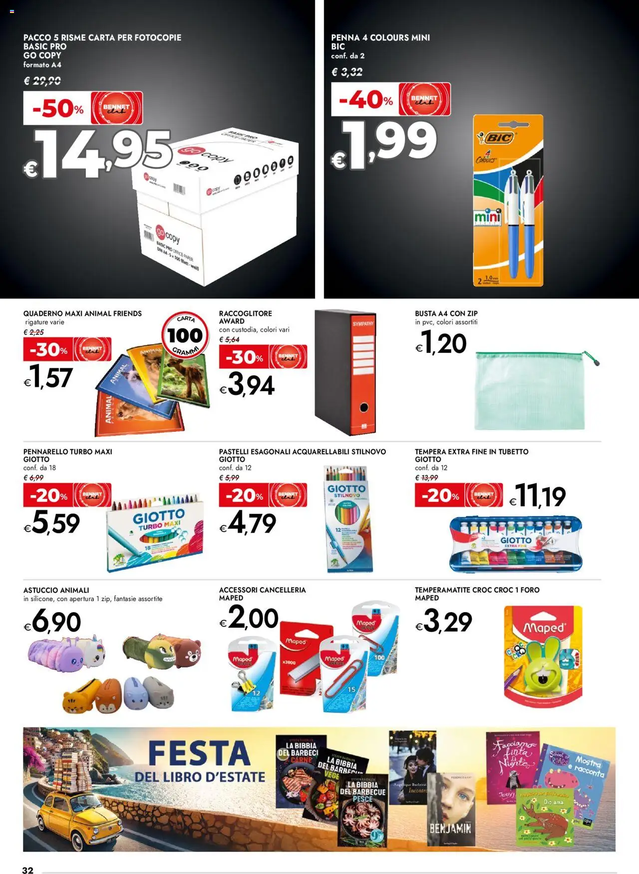 Volantino bennet del 05.06.2025 | Pagina: 32 | Prodotti: Barbecue, Astuccio, Quaderno, Pastelli