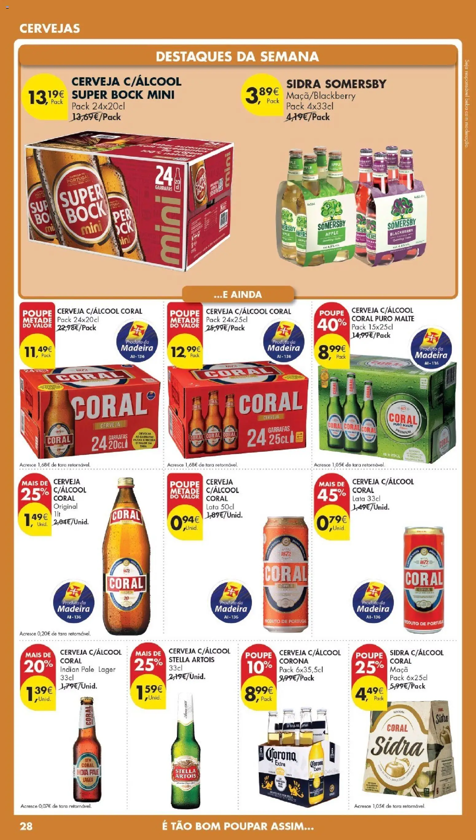 Pingo Doce Poupe Esta Semana Madeira │ válido de 31.03.2026 | Página: 28 | Produtos: Super bock, Maça, Cerveja, Somersby