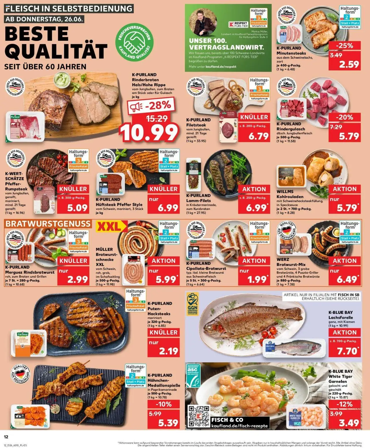 Kaufland prospekt Ellwangen (Jagst)	 - gültig ab dem 29.06.2025 | Seite: 23 | Produkte: Rinderbraten, Rumpsteak, Schweinefleisch, Tiger garnelen