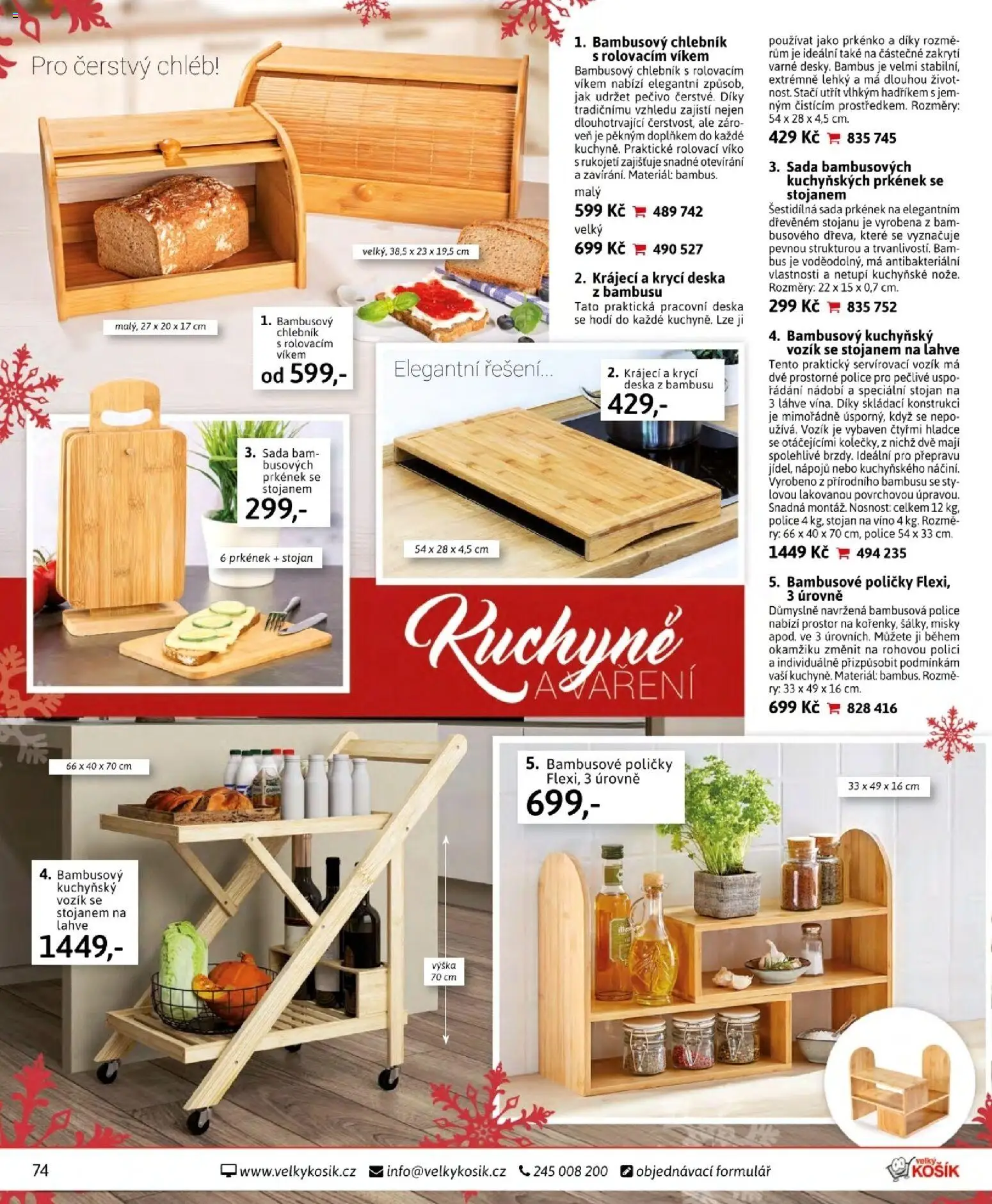 Velký Košík katalog listopad 2025 od 01.11.2025 | Strana: 74 | Produkty: Chléb, Nádobí, Police, Pracovní deska