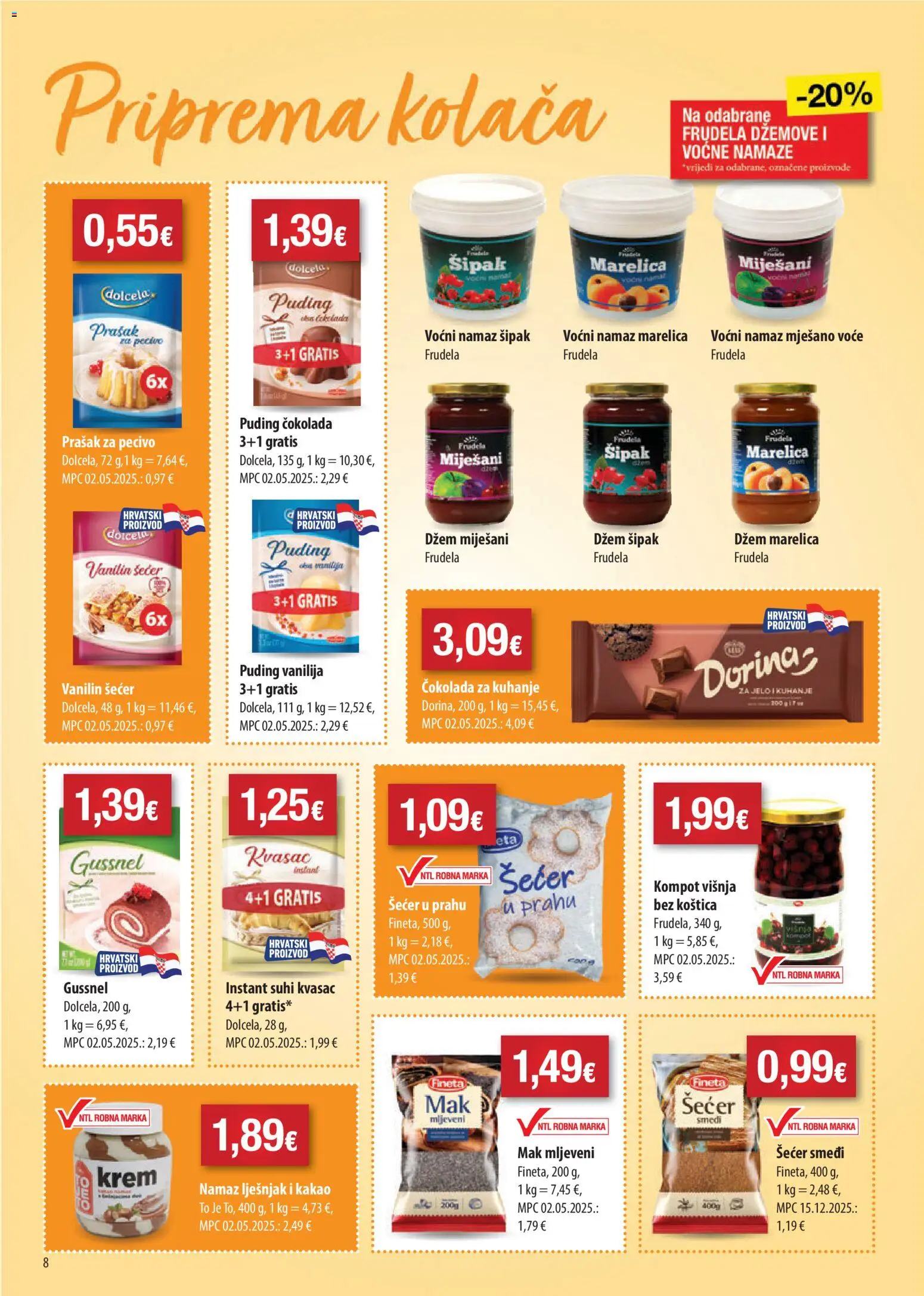 NTL katalog | vrijedi od 18.03.2026 | Stranica: 8 | Proizvodi: Dorina, Džem, Pecivo, Mak