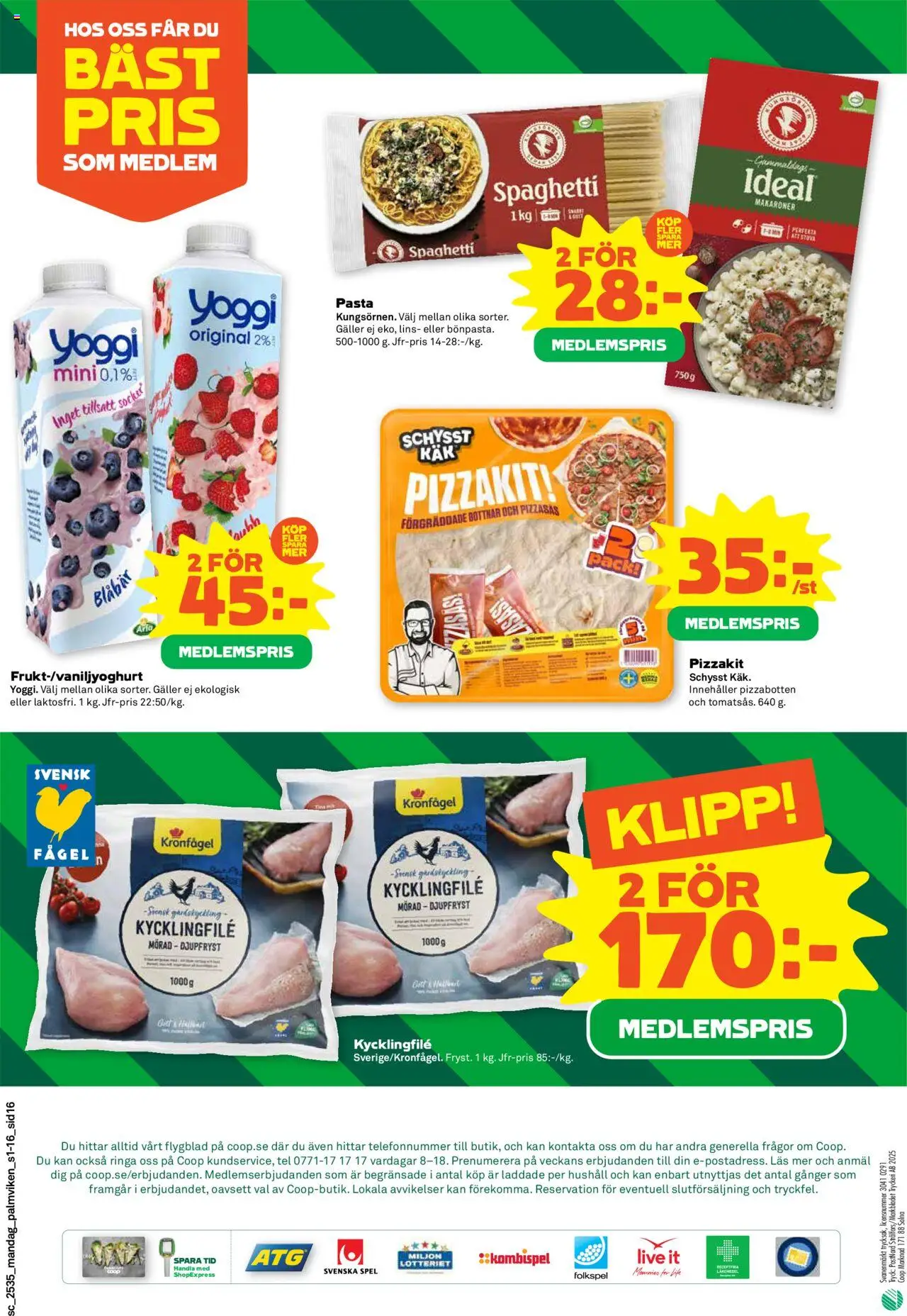 Stora Coop reklamblad aktuell från 25.08.2025 | Sida: 16 | Produkter: Spaghetti, Yoggi, Blåbär, Spel