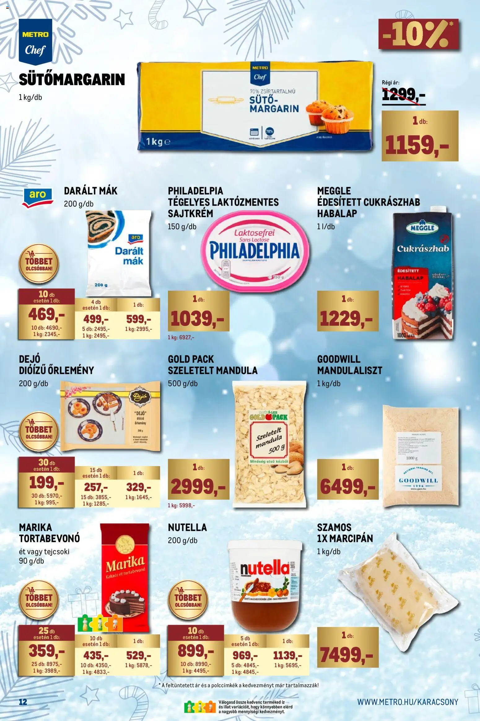 Metro akciós ujság - amely érvényes a következő dátumtól: 01.12.2025 | Oldal: 12 | Termékek: Sütő, Marcipan, Mandula, Tortabevonó