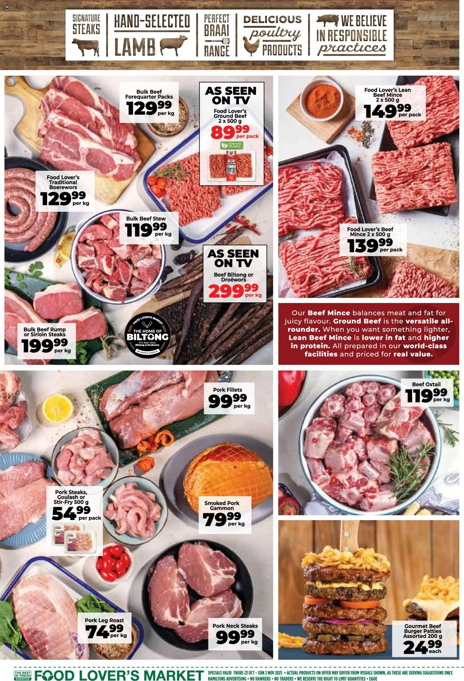 New Food Lover's Market catalogue – valid from 23.10.2025 | Page: 7 | Products: Boerewors, Pork, Beef, Peach