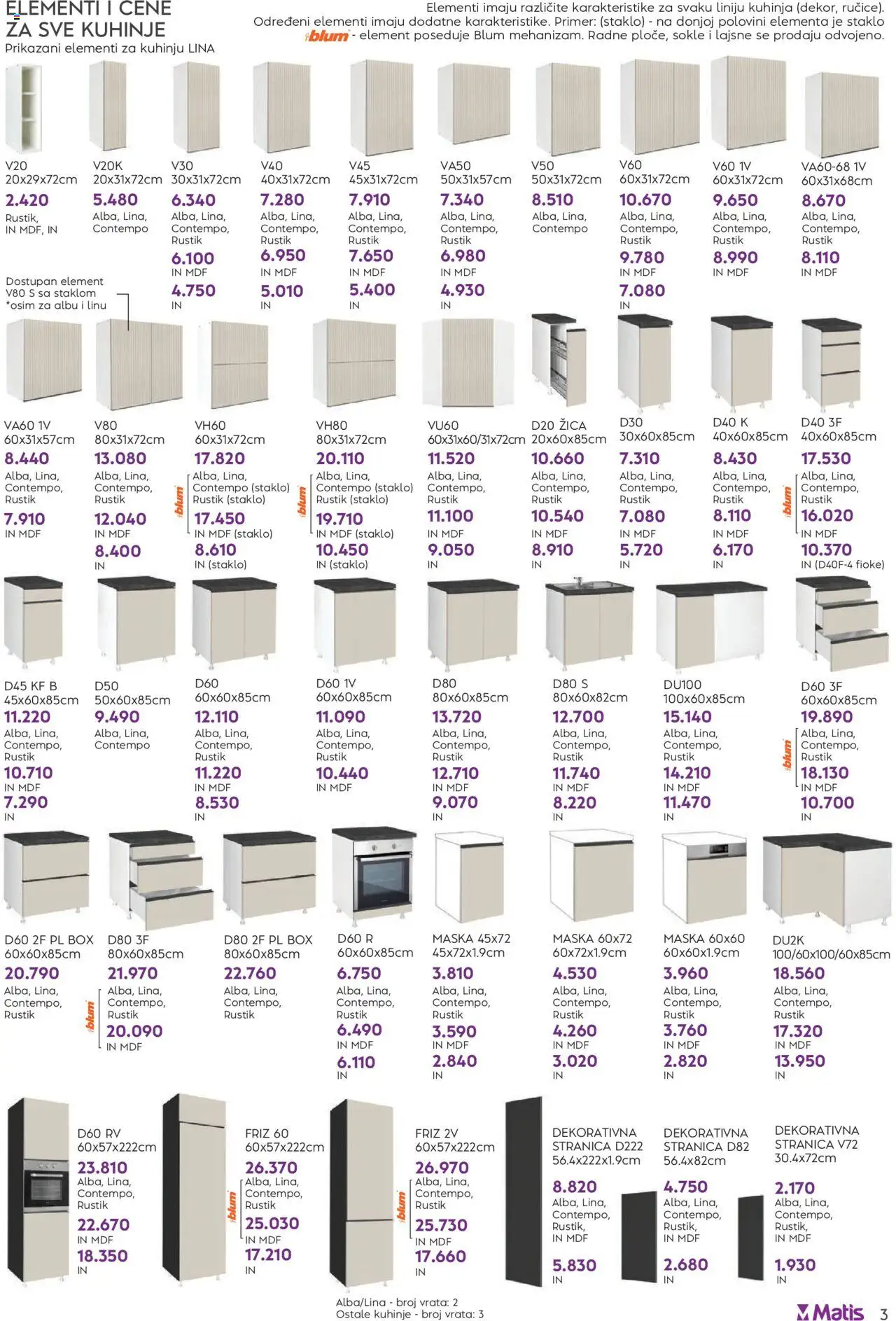 Matis katalog - važi od 01.08.2025 | Strana: 3 | Proizvode: Kuhinja, Vrata, Maska