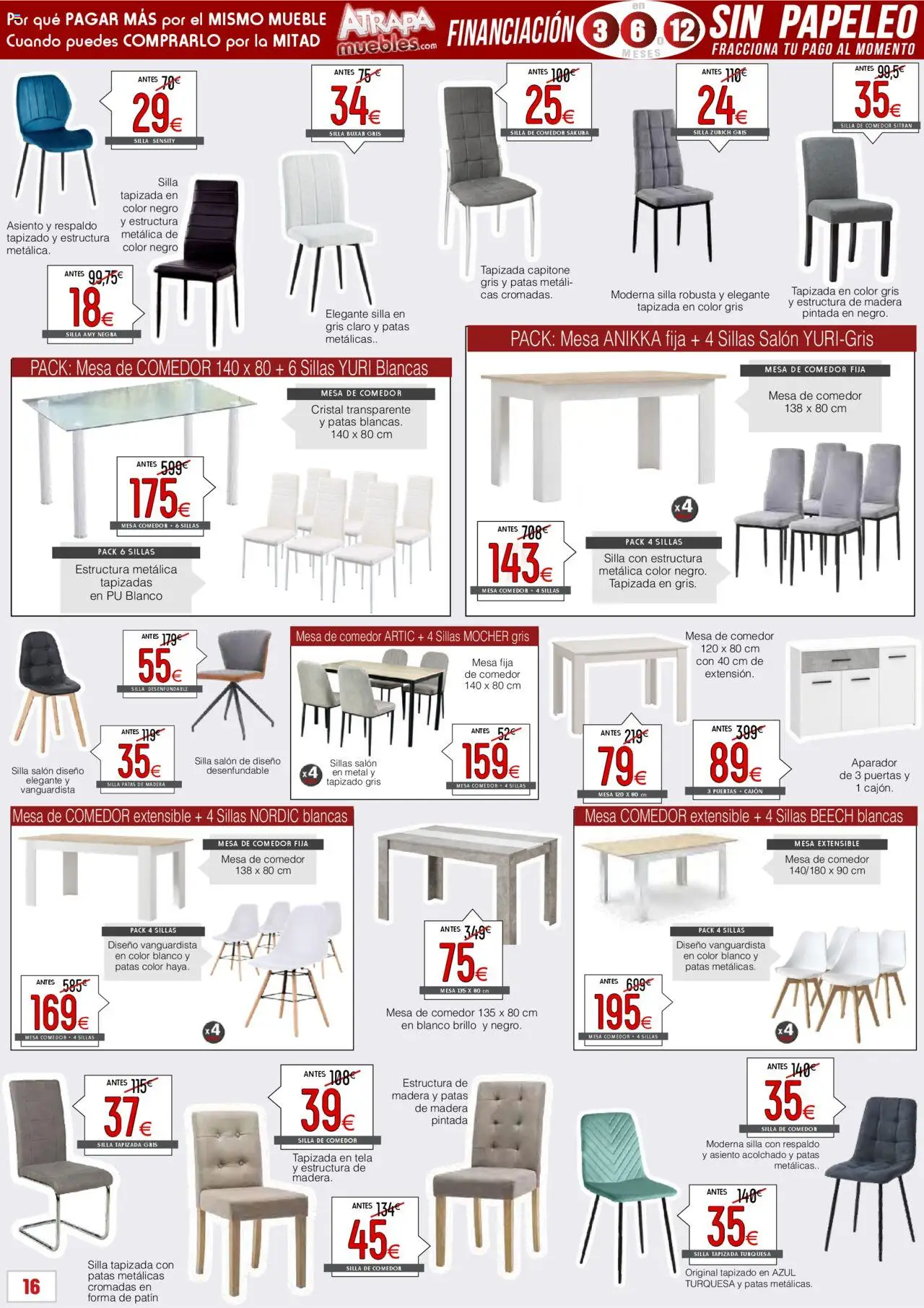Atrapa Muebles folleto │ válido desde el 01.10.2025 | Página: 16 | Productos: Mesa extensible, Silla de comedor, Silla, Aparador