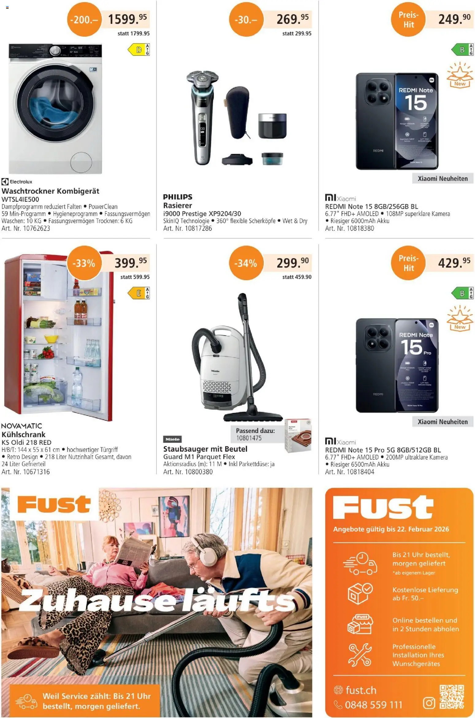 Fust Aktionen – gültig ab 26.01.2026 | Seite: 44 | Produkte: Uhr, Rasierer, Kamera, Kühlschrank