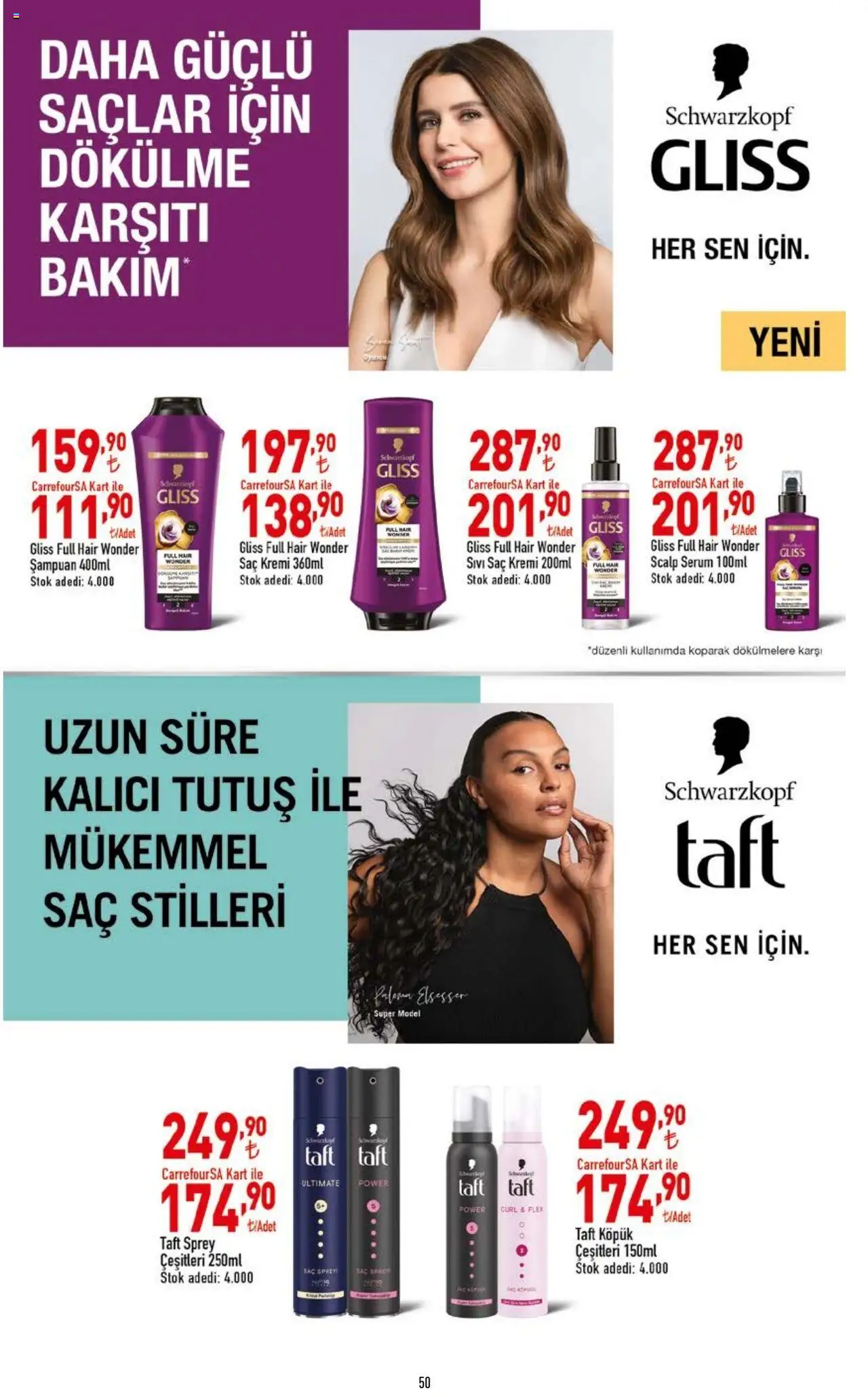 CarrefourSA Katalog - 01.08.2025 tarihinden itibaren geçerlidir | Sayfa: 50 | Ürünler: Şampuan, Saç Kremi