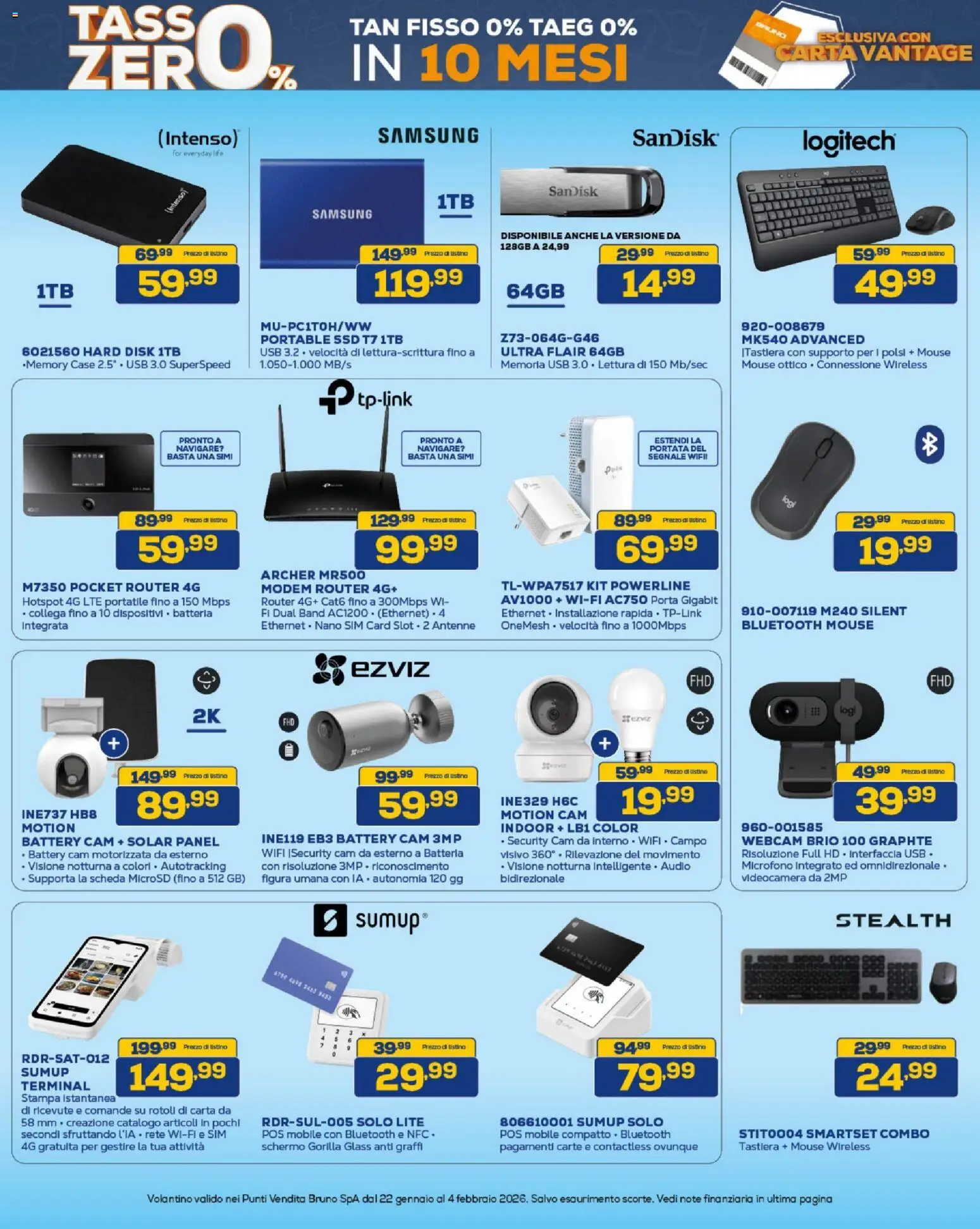 Volantino BRUNO del 22.01.2026 | Pagina: 12 | Prodotti: Router, Videocamera, USB, Samsung