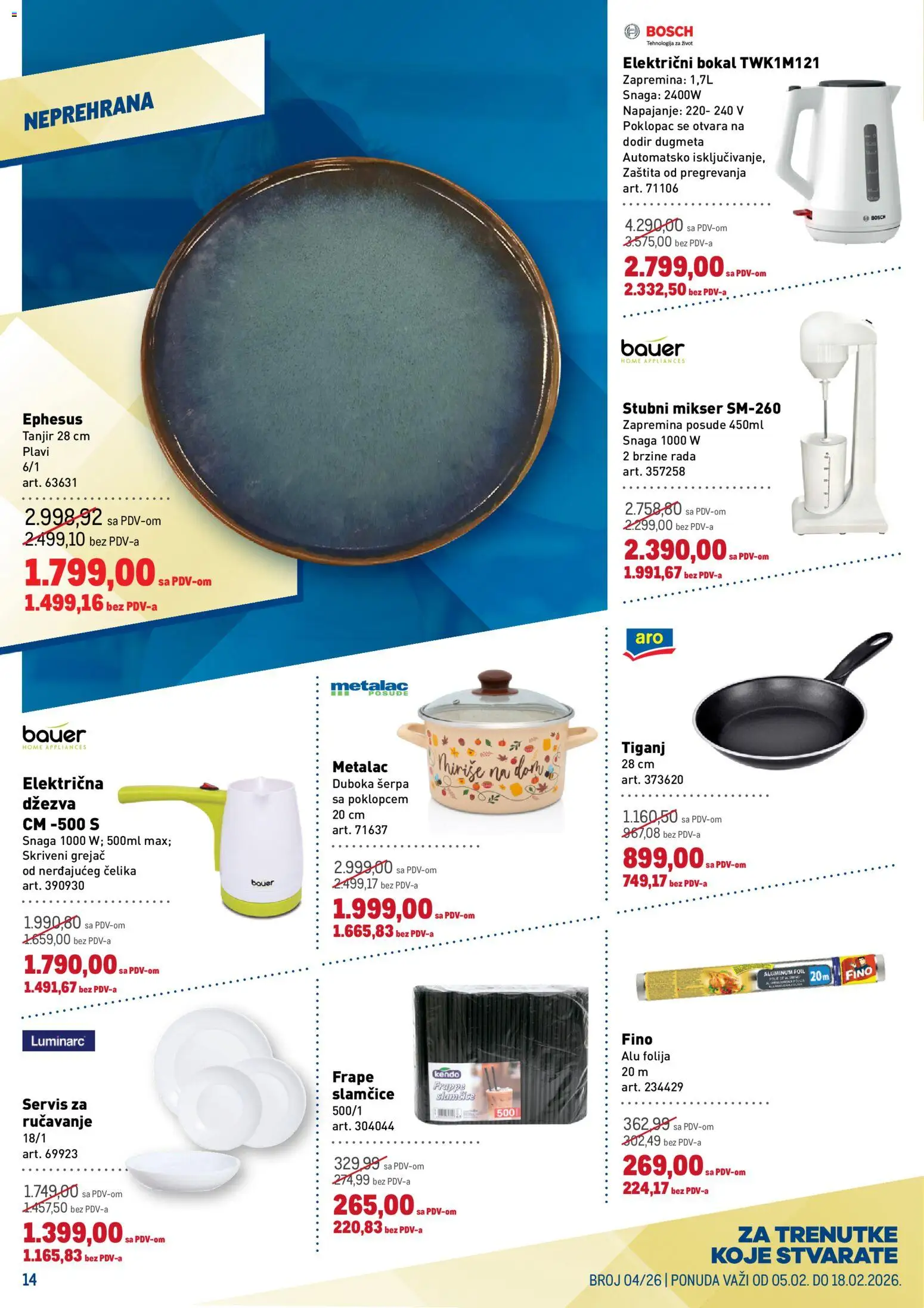 Metro katalog - važi od 05.02.2026 | Strana: 14 | Proizvode: Bosch, Električni bokal, Mikser, Džezva