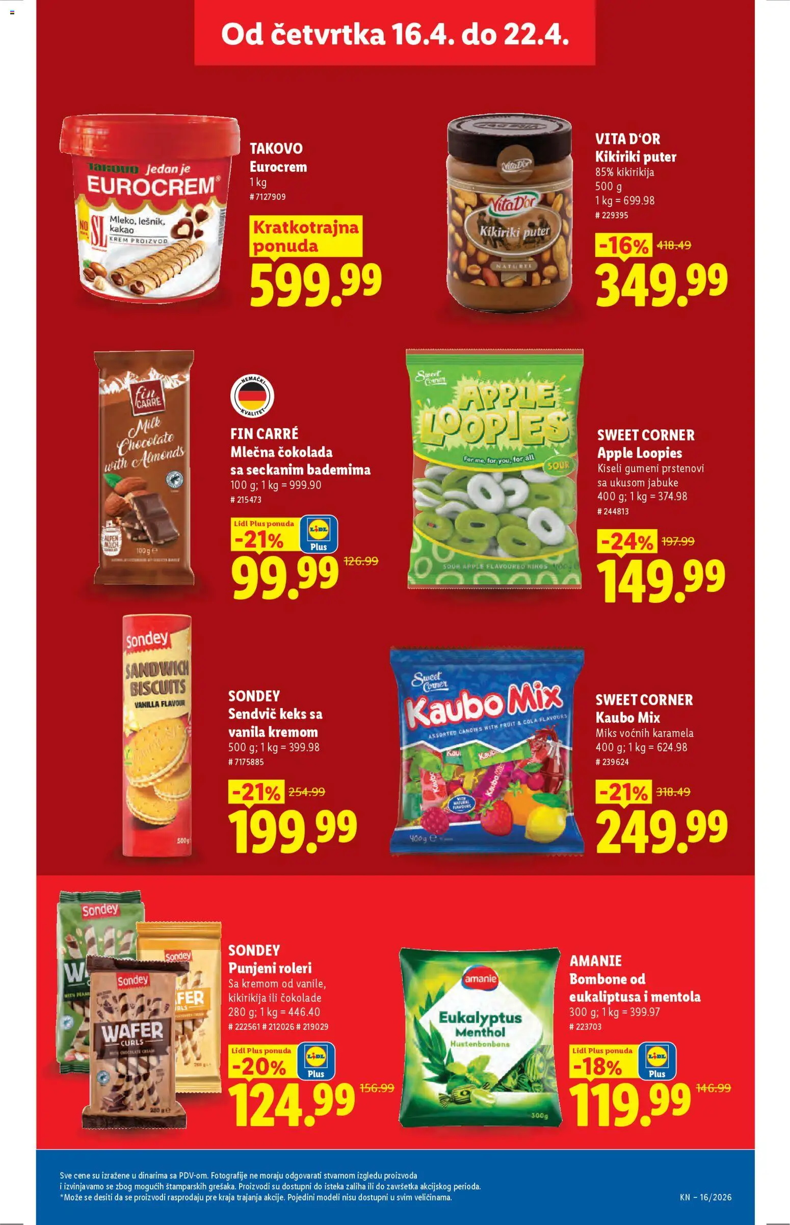 Lidl katalog - važi od 16.04.2026 | Strana: 27 | Proizvode: Bombone, Eurocrem, Puter, Jabuke