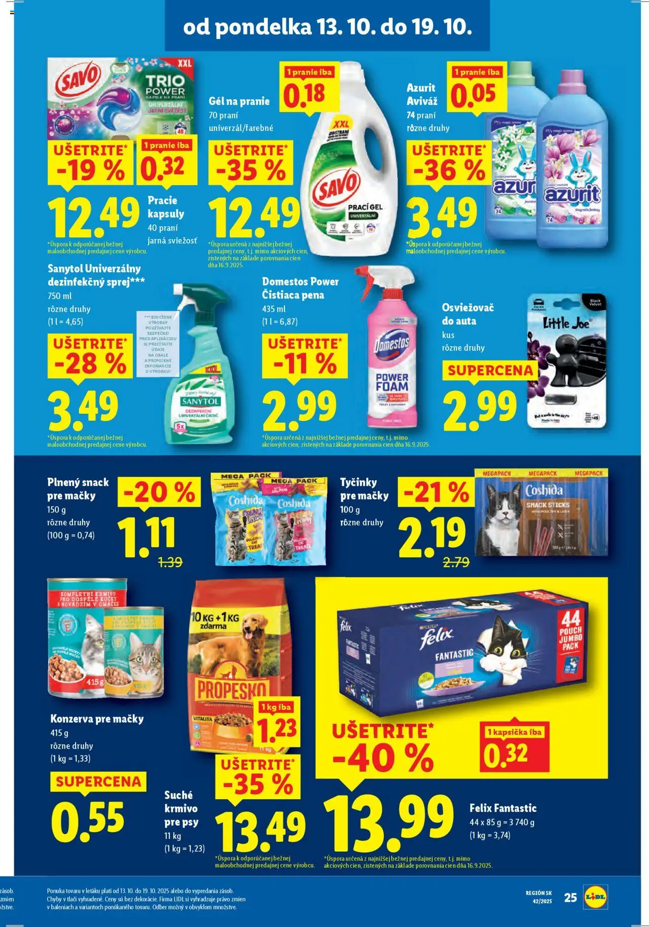 Nové Lidl akcie – leták je platný od 13.10.2025 | Strana: 33 | Produkty: Felix, Sanytol, Savo, Aviváž
