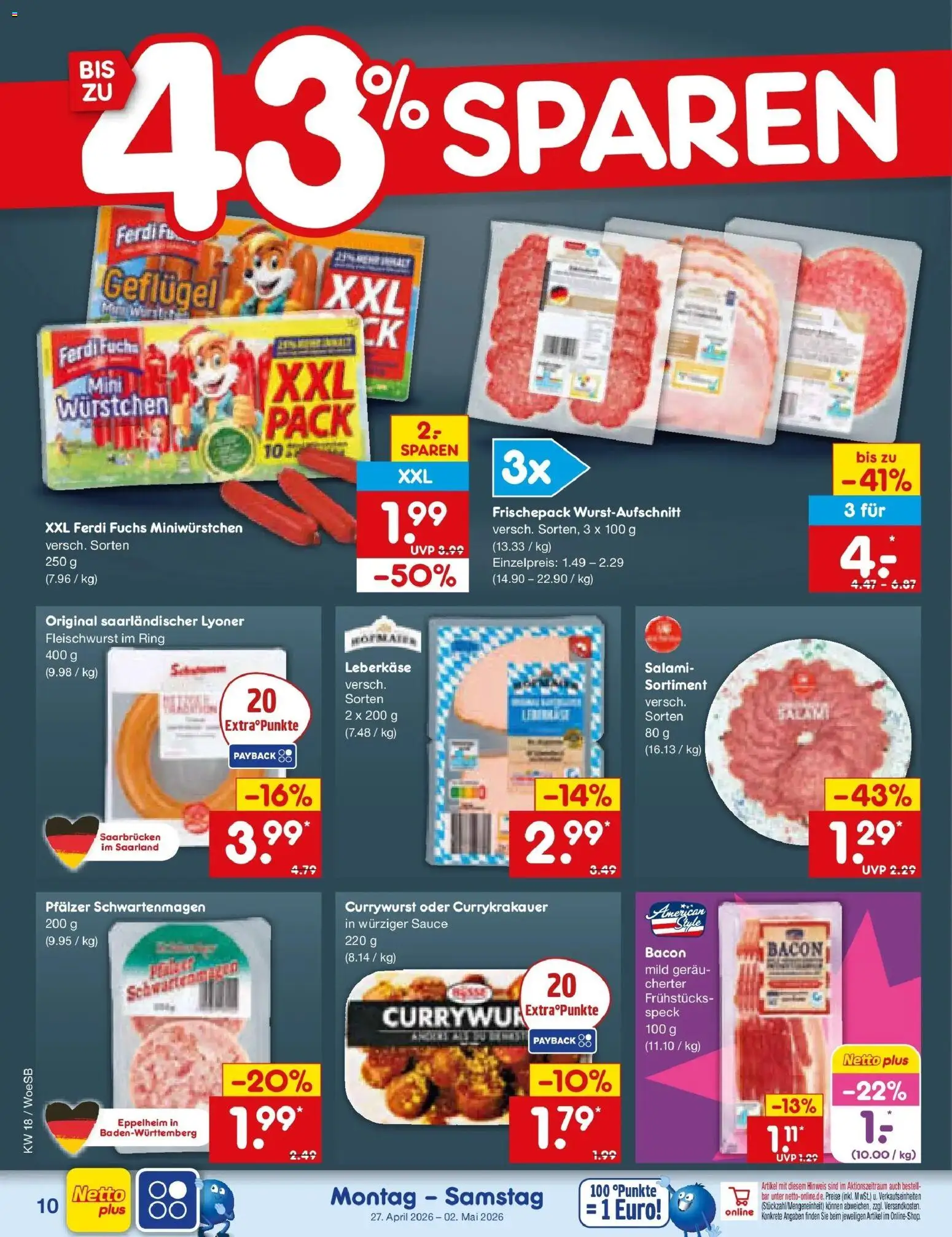 Netto Marken-Discount Prospekt Gemmingen	 – gültig ab 27.04.2026 | Seite: 12 | Produkte: Salami, Leberkase