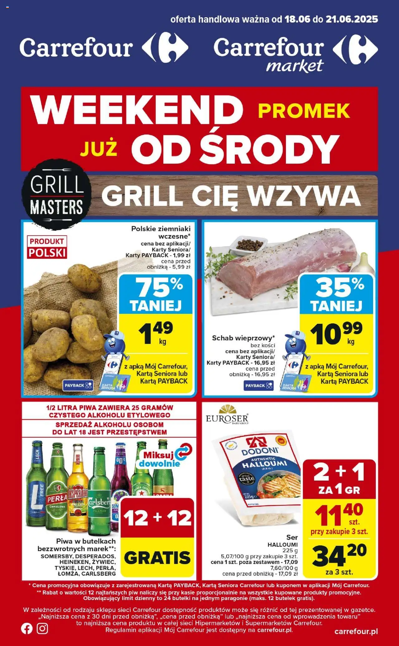 Carrefour Gazetka - Weekend promek już od środy od 18.06.2025 | Strona: 1 | Produkty: Halloumi, Grill, Ser, Ziemniaki