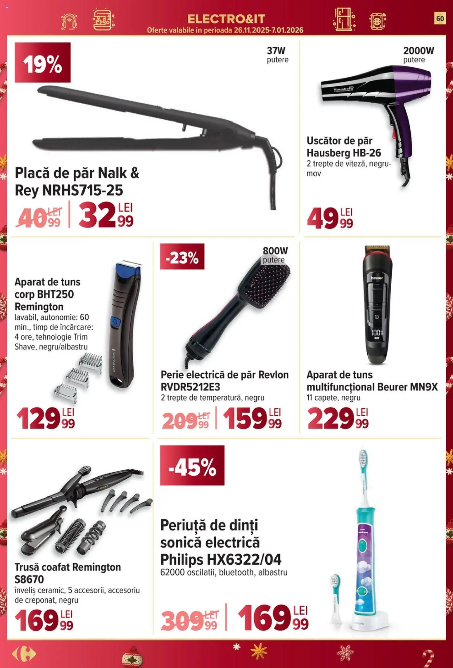 Noul catalog Carrefour – valabil de la 10.12.2025 | Pagină: 60 | Produse: Uscător, Uscător De Păr, Perie, Periuță de dinți
