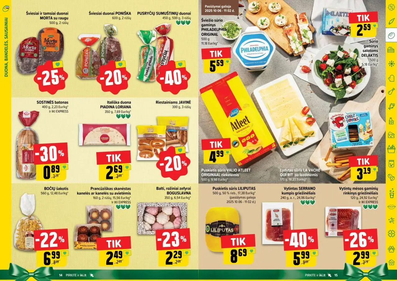 IKI akcijos nuo 20.10.2025 | Puslapis: 8 | Prekių: Sausainiai, Batonas, Lydytas sūris, Kumpis