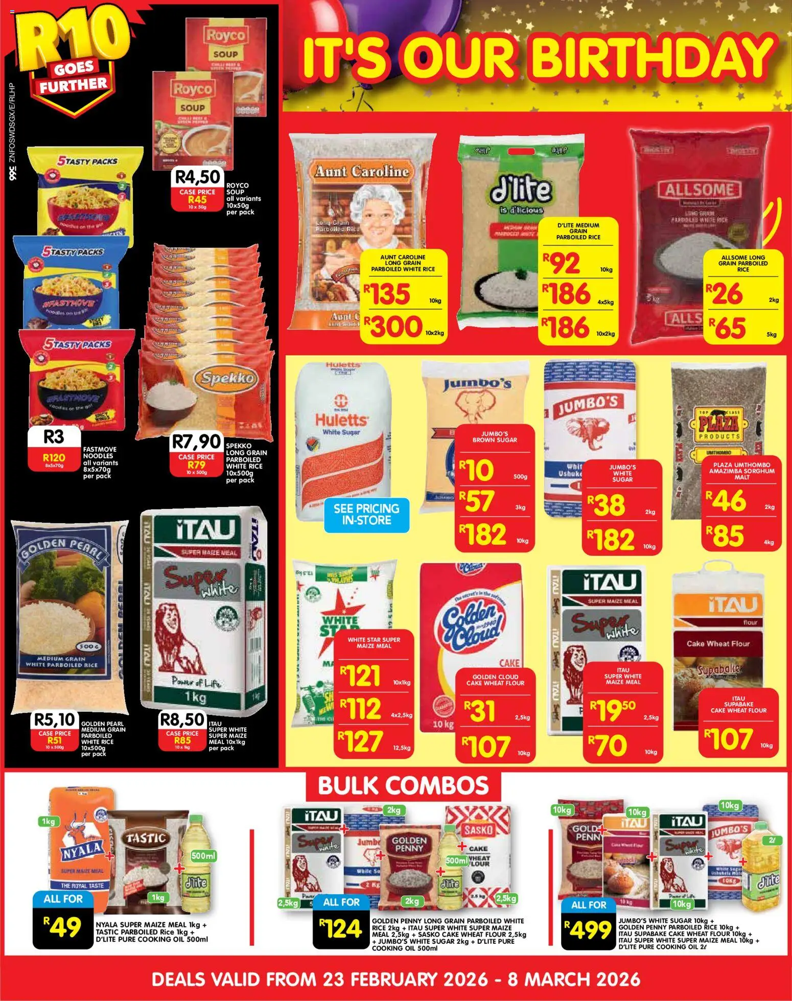 New Shoprite catalogue – valid from 23.02.2026 | Page: 2 | Products: Maize meal, Oil, Rice, Sugar