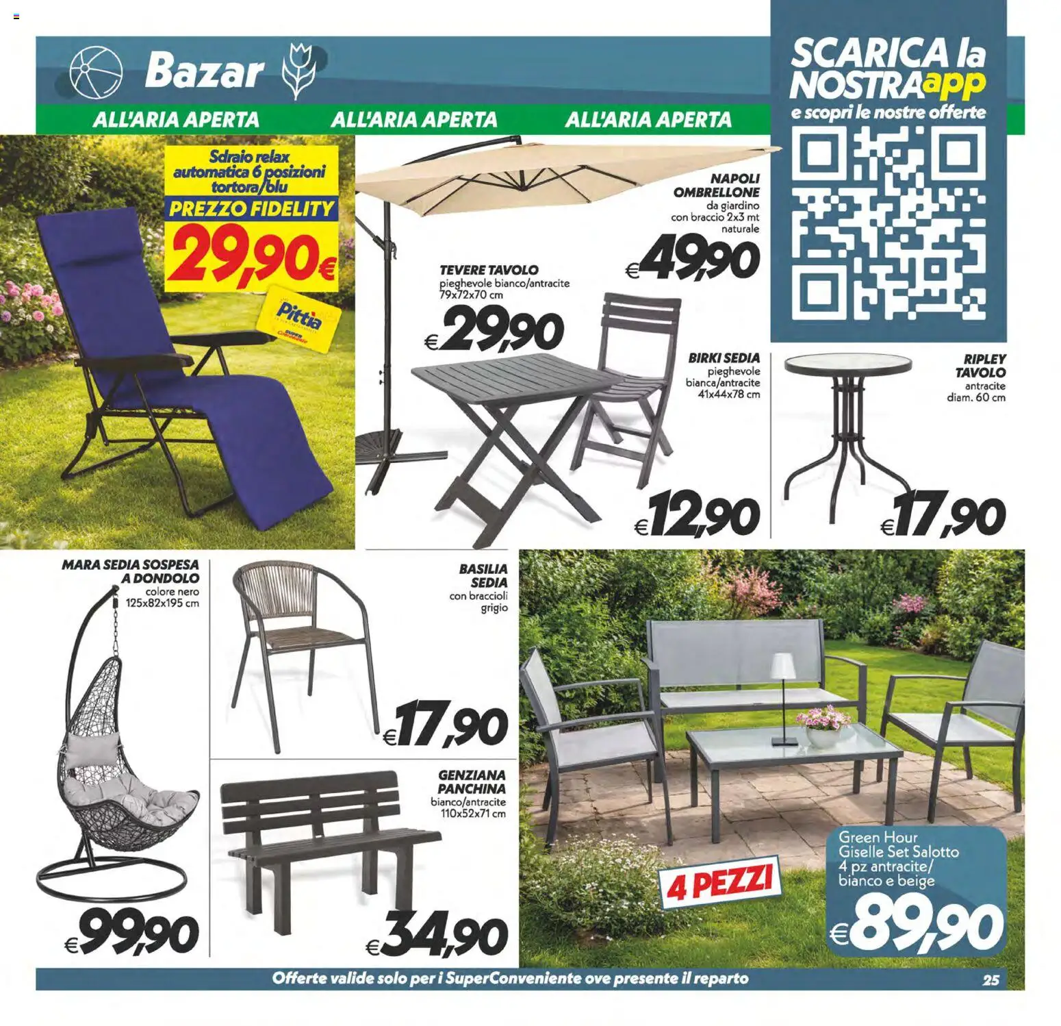 Volantino SuperConveniente del 28.04.2026 | Pagina: 25 | Prodotti: Ombrellone, Braccioli, Dondolo, Tavolo