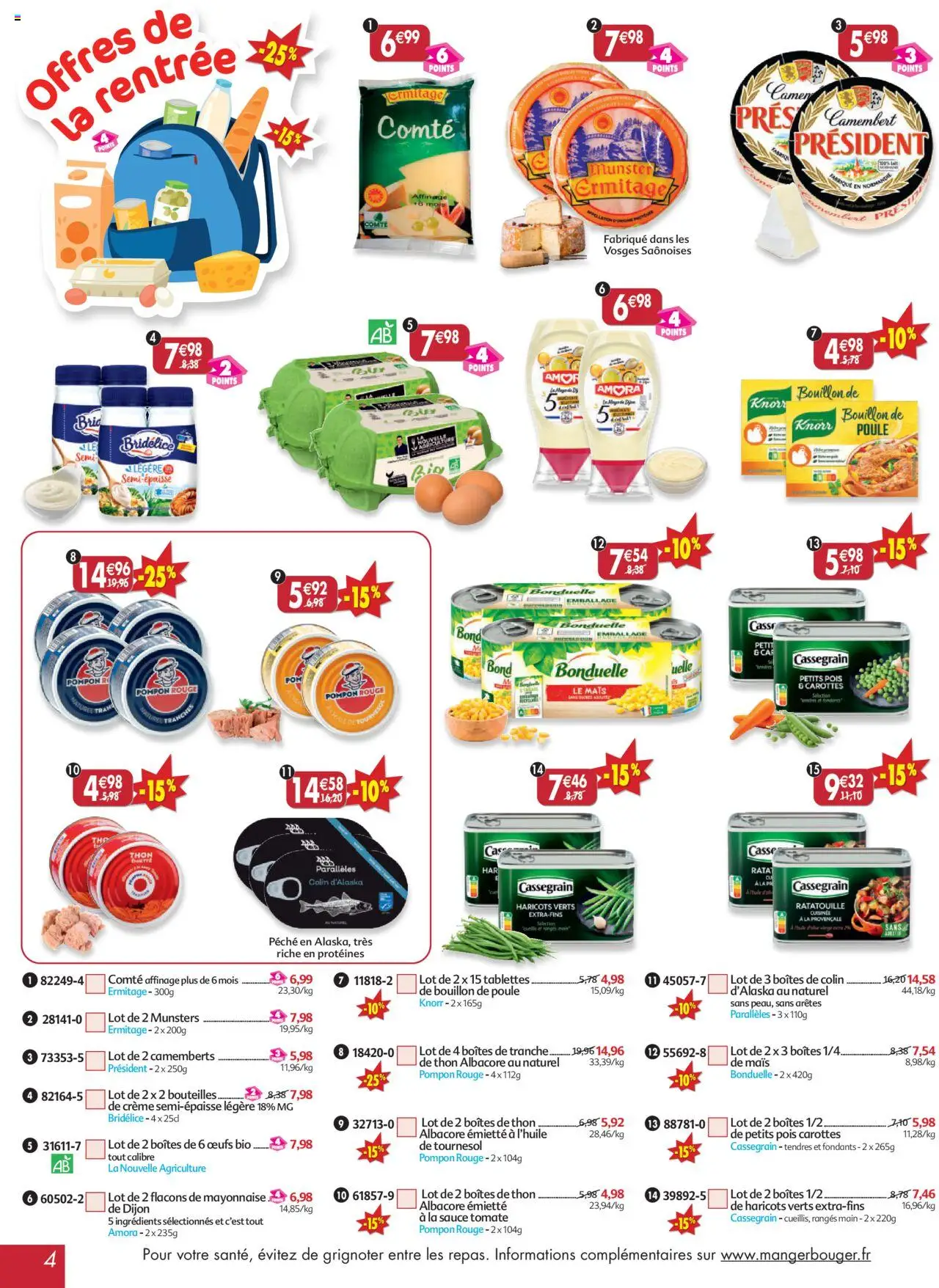  | Page: 4 | Produits: Carottes, Haricots verts, Thon, Œufs