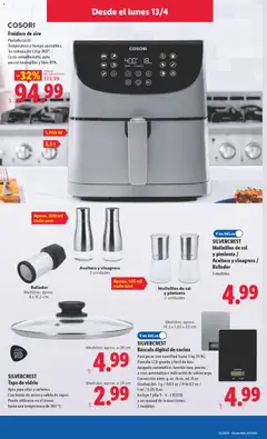 Vista previa COSORI Freidora de aire, Pantalla táctil. Temperatura y tiempo ajustables. Tecnología Air Crisp 360°. Cesta antiadherente, apta para el lavavajillas y libre BPA. válido desde el 13.04.2026 | Página: 9