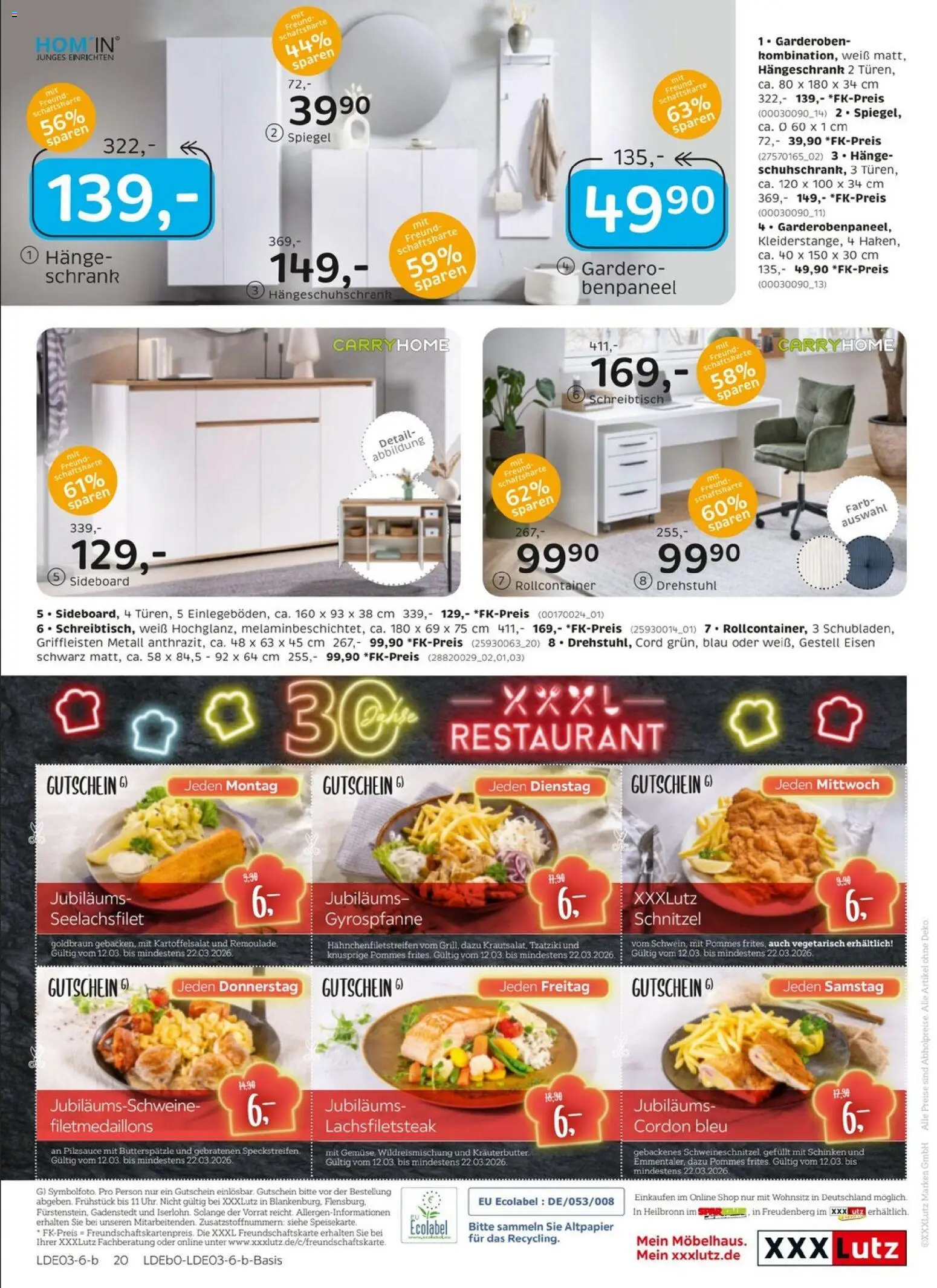 XXXL Lutz Prospekt – gültig ab 08.03.2026 | Seite: 32 | Produkte: Pommes, Schnitzel, Hängeschrank, Schinken