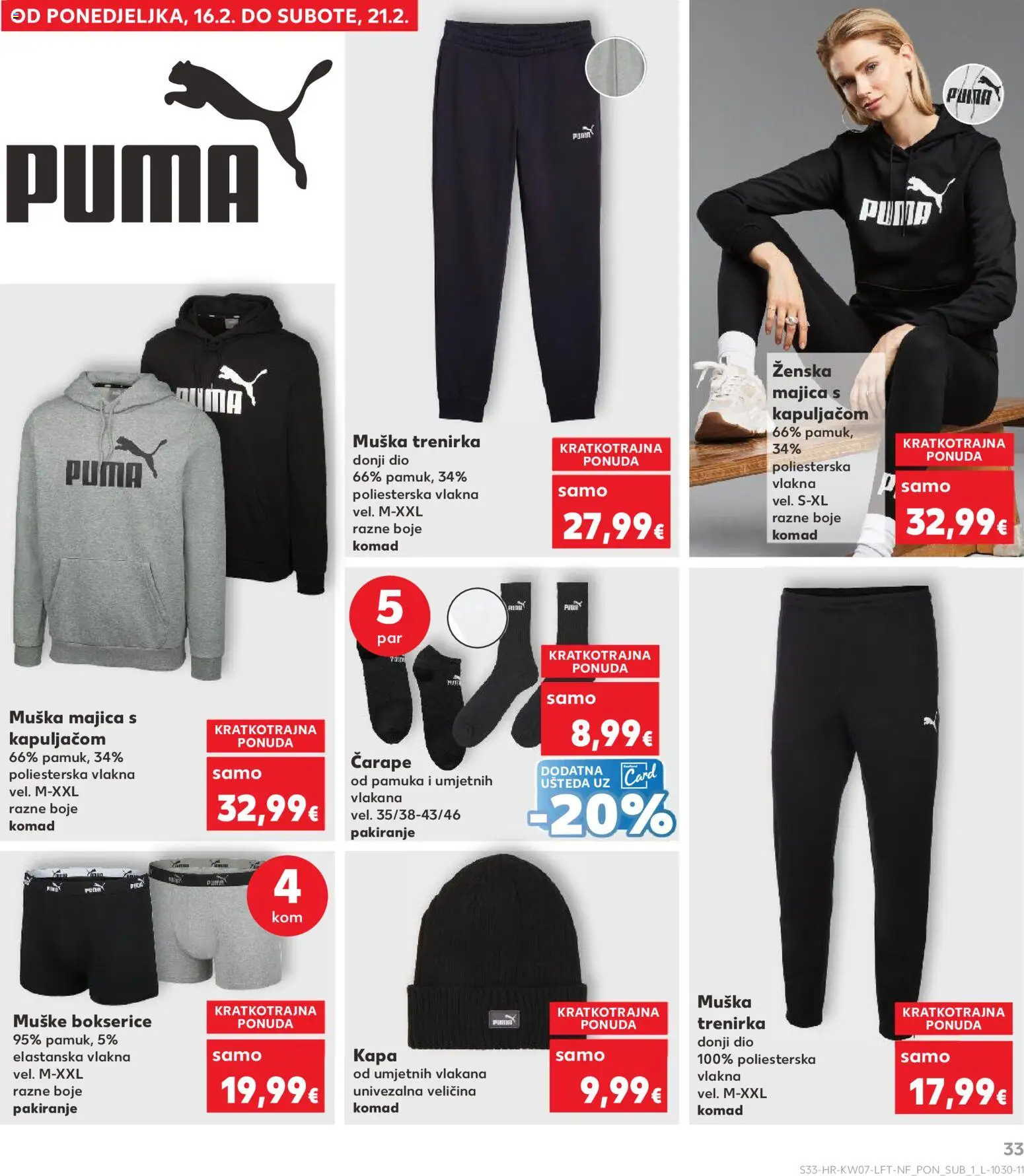 Kaufland katalog | vrijedi od 11.02.2026 | Stranica: 33 | Proizvodi: Majica, Čarape, Kapa, Trenirka