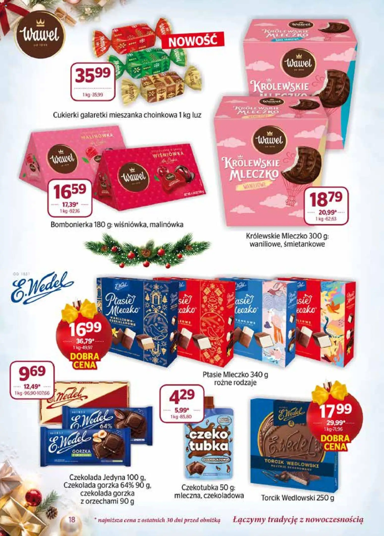 Społem Gazetka od 01.12.2025 | Strona: 18 | Produkty: Galaretki, Bombonierka, Czekolada, Torcik wedlowski