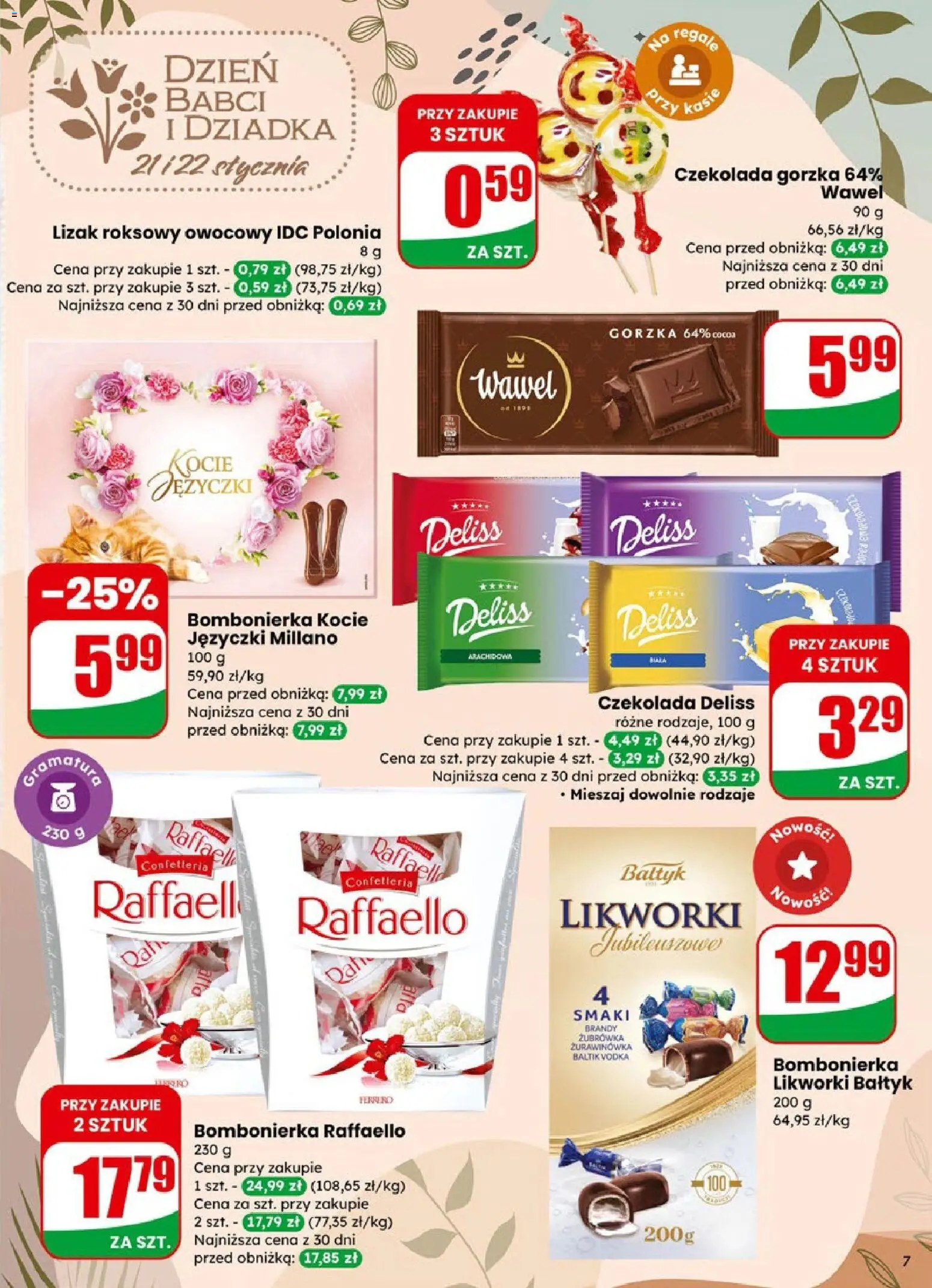 Dino Gazetka od 21.01.2026 | Strona: 7 | Produkty: Czekolada gorzka, Bombonierka, Żubrówka, Vodka