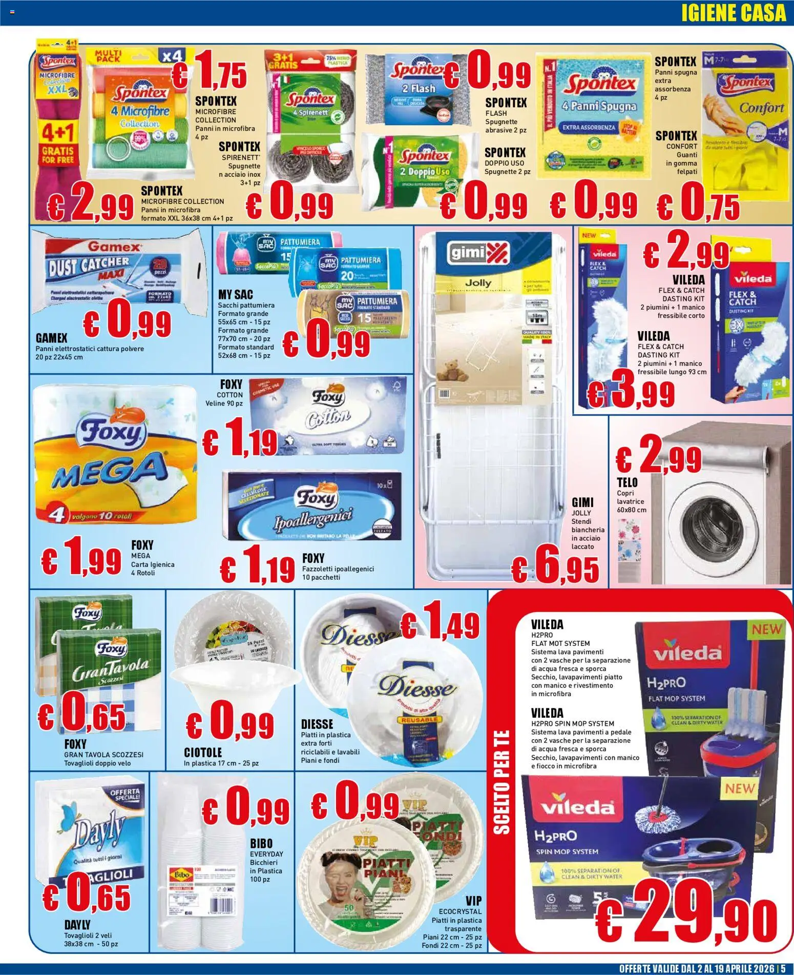 Volantino Casalandia del 02.04.2026 | Pagina: 5 | Prodotti: Veline, Fazzoletti, Acqua, Pattumiera