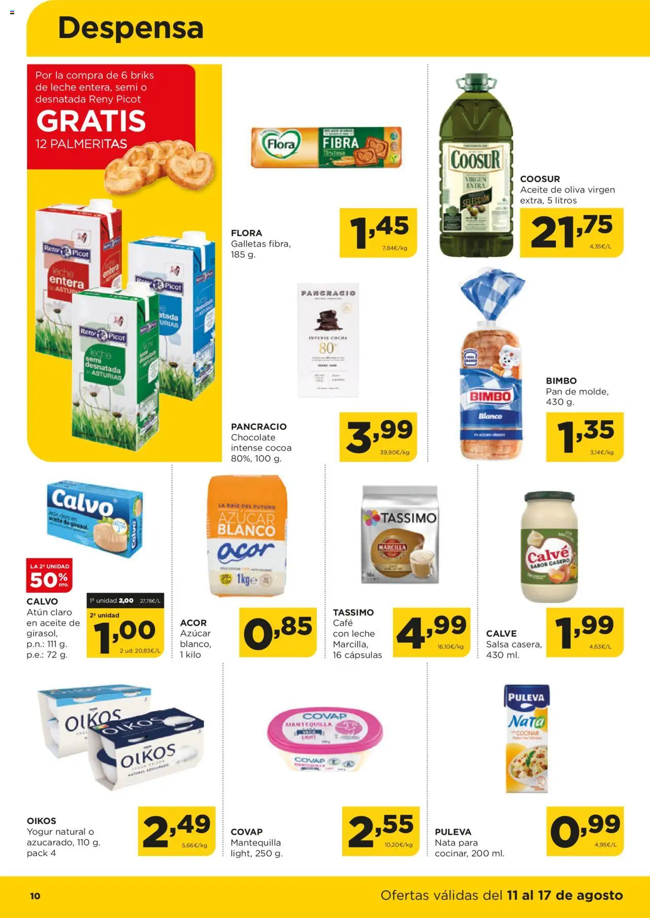 Alimerka folleto Asturias │ válido desde el 11.08.2025 | Página: 10 | Productos: Pan, Aceite de girasol, Συσκευή ροής, Atún claro