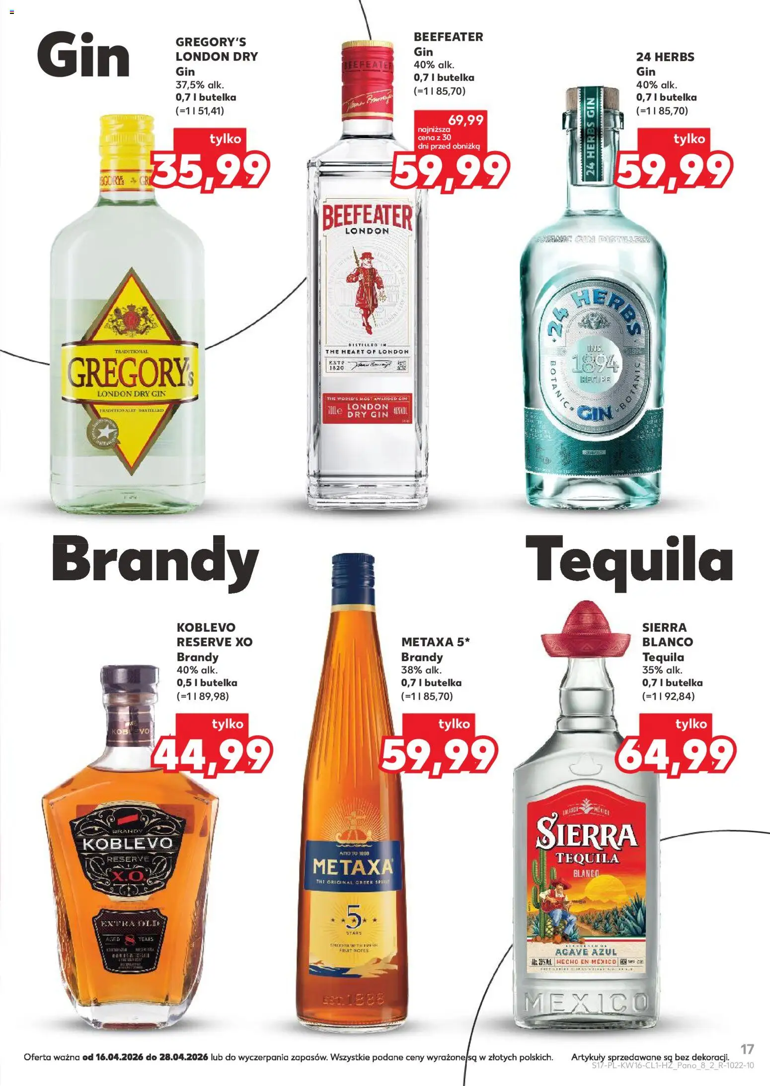 Kaufland Polsko leták - Barek od 16.04.2026 | Strana: 17 | Produkty: Mošt, Gin, Brandy, Tequila