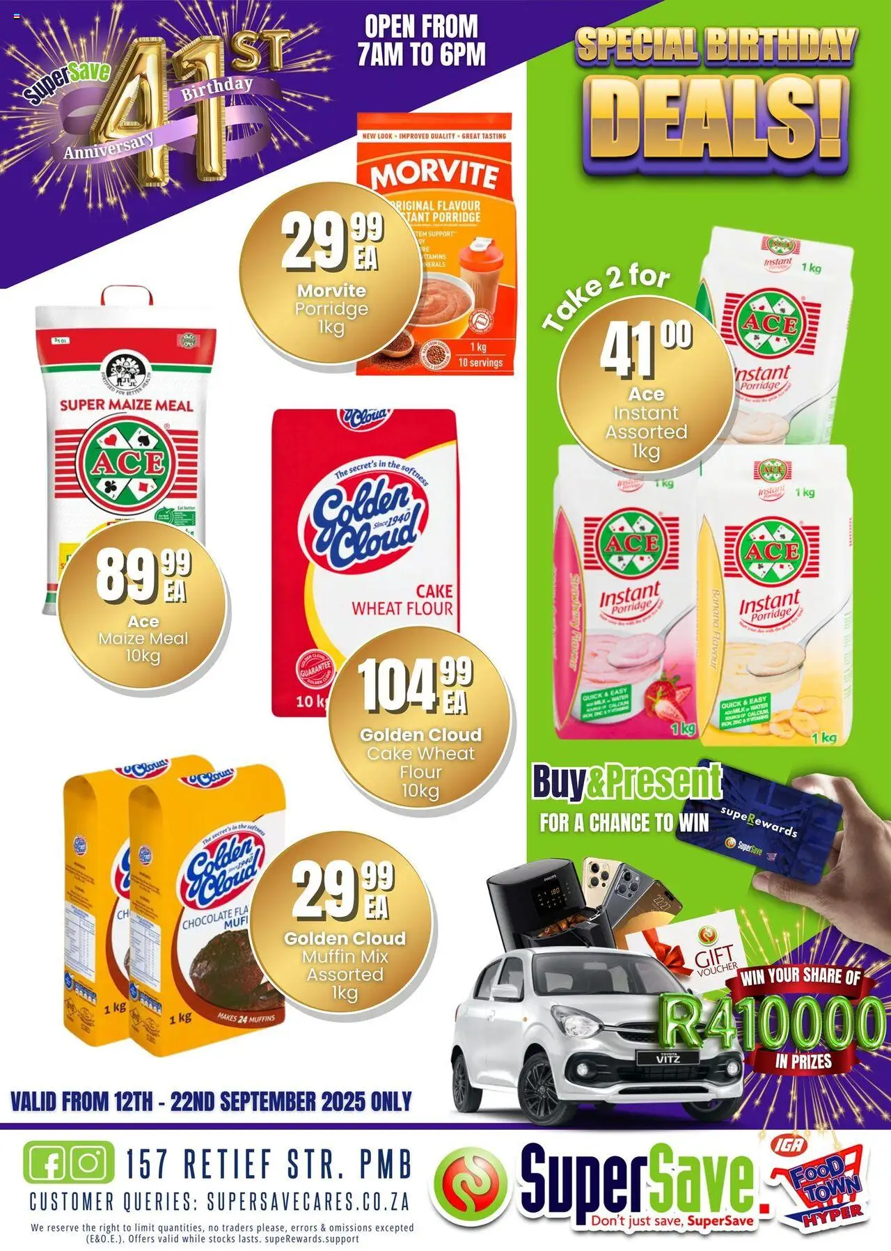 New Super Save catalogue – valid from 16.09.2025 | Page: 39 | Products: Cake, Maize meal, Vitamins, Water