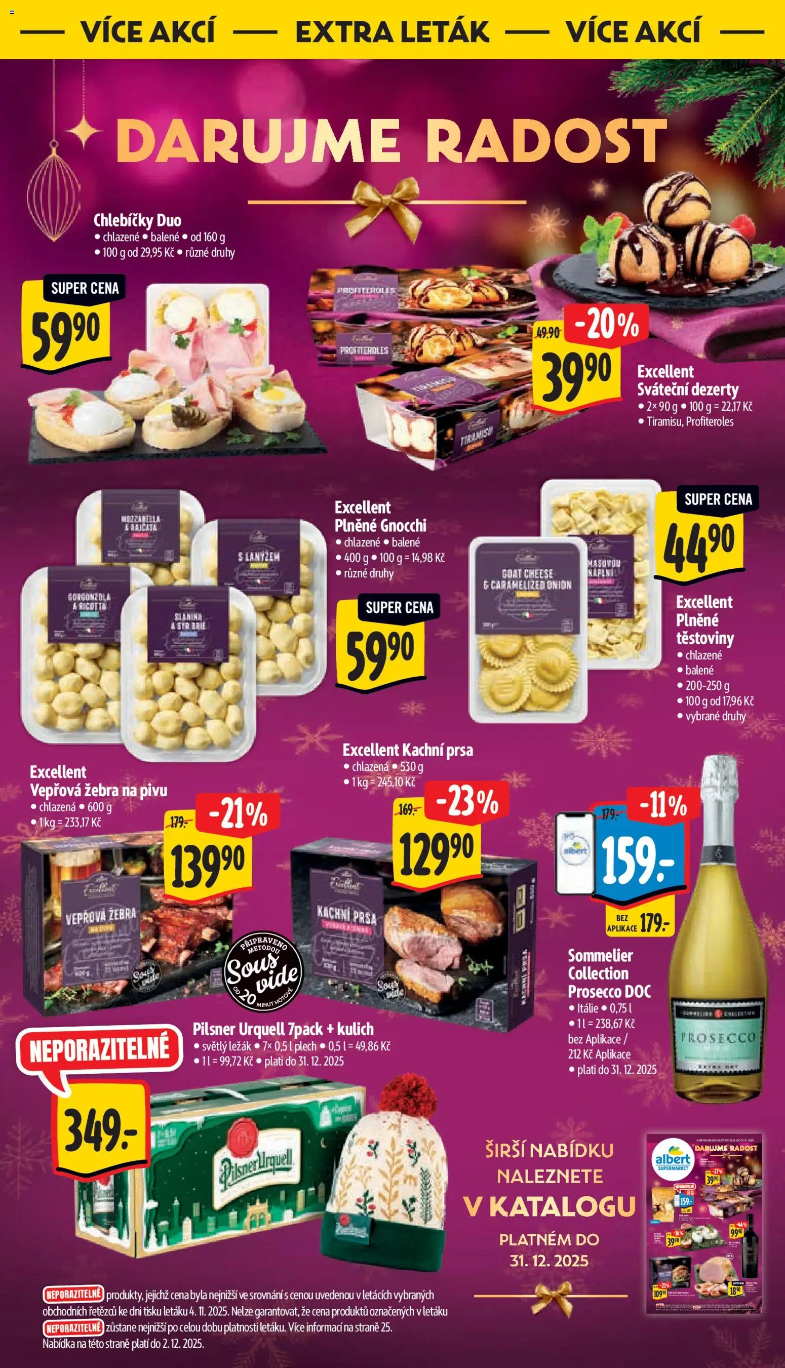 Albert leták - Supermarket od 19.11.2025 | Strana: 37 | Produkty: Profiteroles, Prosecco, Těstoviny, Pilsner Urquell