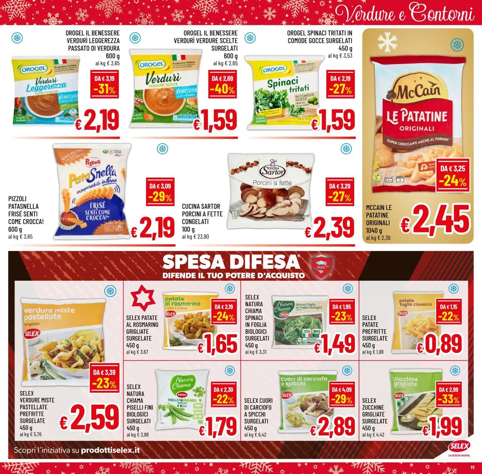 Volantino A&O del 10.12.2025 | Pagina: 11 | Prodotti: Verdure, Spinaci, Piselli, Forno