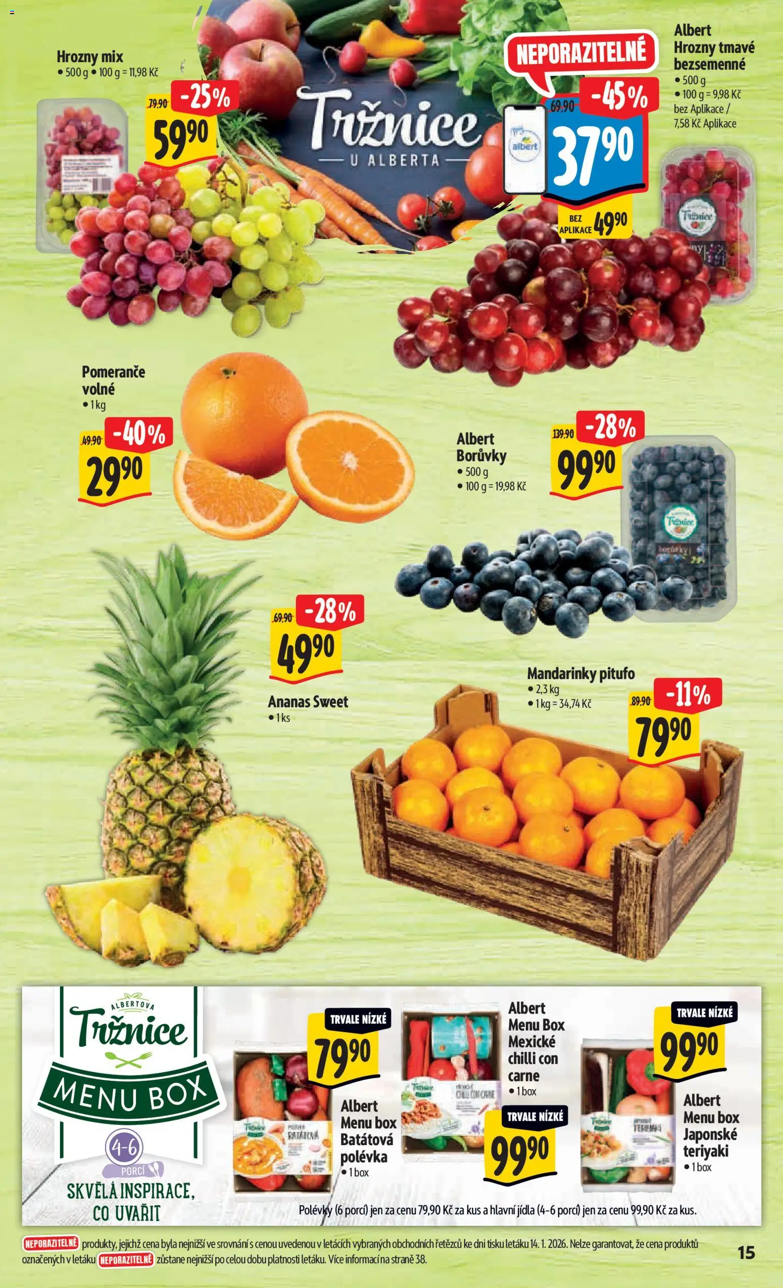 Albert leták - Hypermarket od 21.01.2026 | Strana: 20 | Produkty: Box, Pomeranče, Borůvky, Hrozny