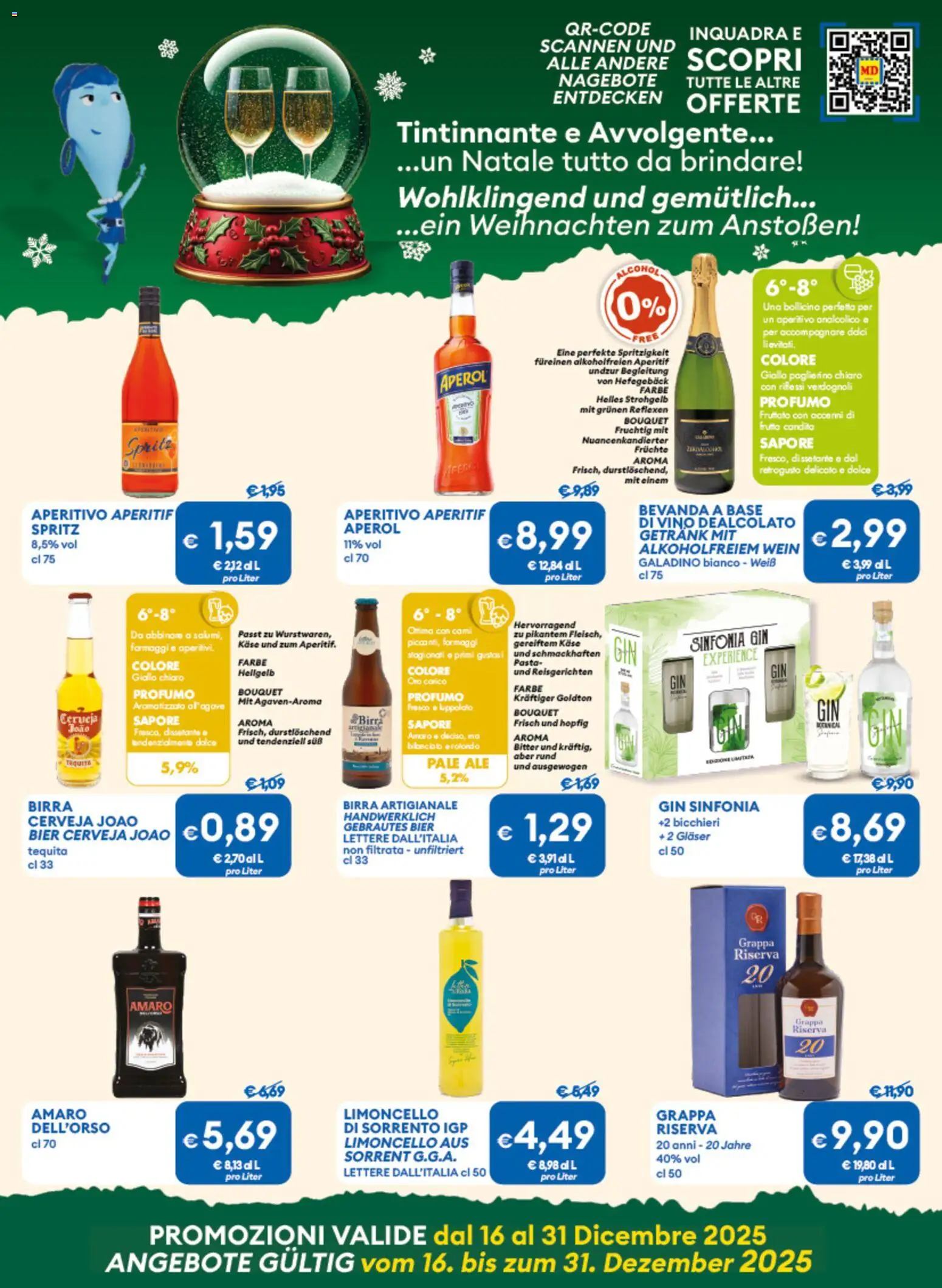 Volantino MD Discount del 16.12.2025 | Pagina: 13 | Prodotti: Vino, Limoncello, Grappa, Profumo