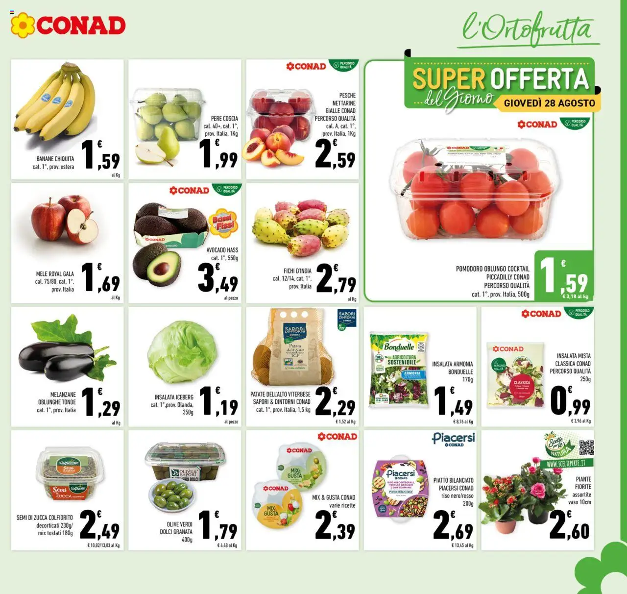 Volantino Conad del 27.08.2025 | Pagina: 5 | Prodotti: Mele, Riso, Avocado, Melanzane