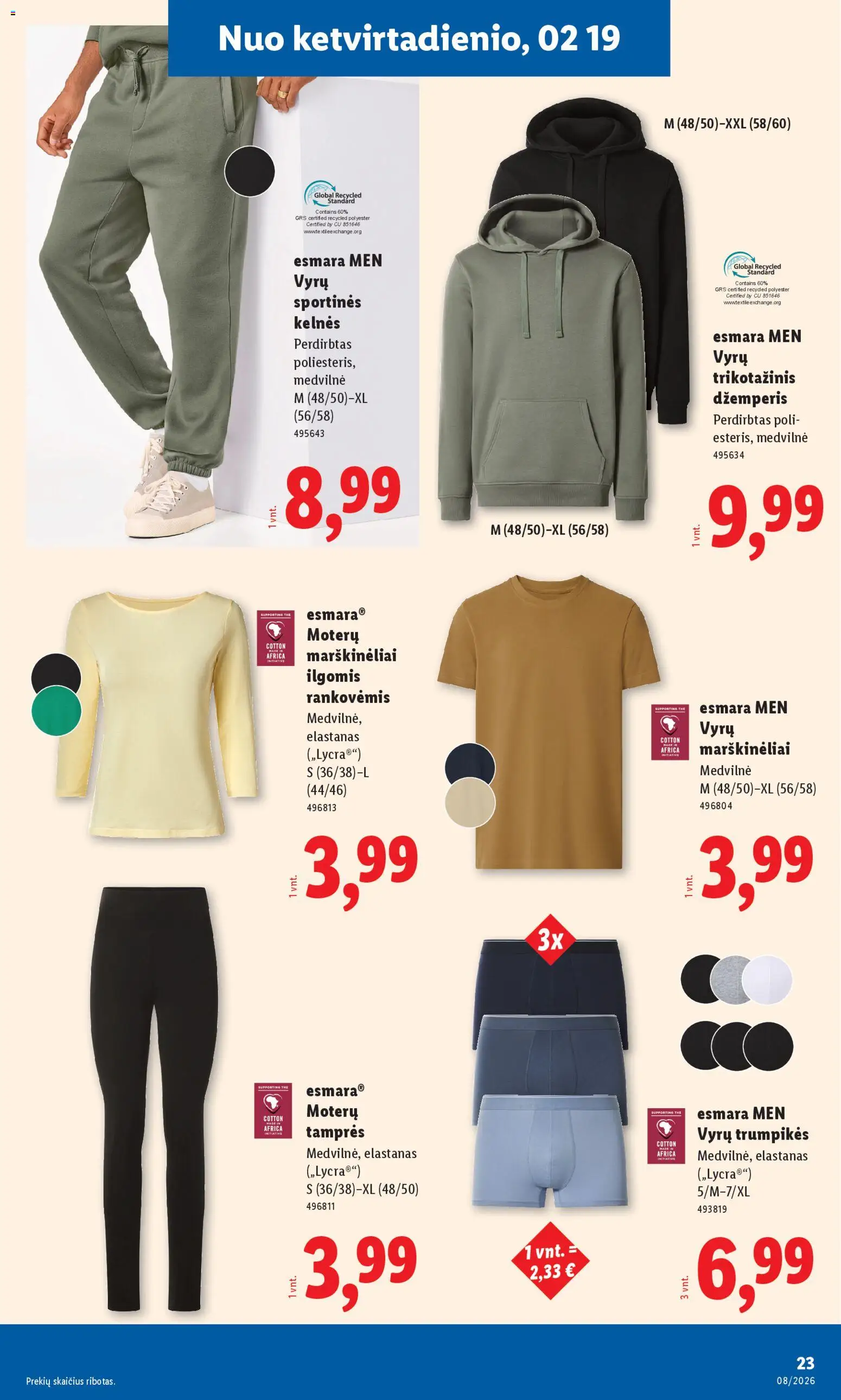 LIDL akcijos nuo 16.02.2026 | Puslapis: 23 | Prekių: Marškinėliai, Džemperis, Kelnes, Tamprės