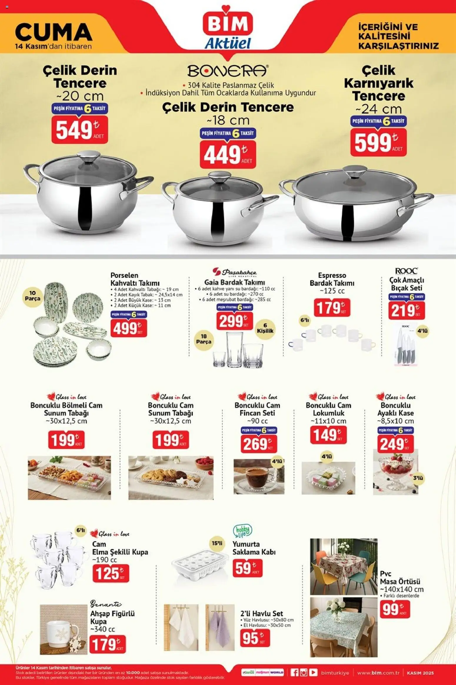 BİM Katalog Cuma - 14.11.2025 tarihinden itibaren geçerlidir | Sayfa: 6 | Ürünler: Masa, Kaşe, Yumurta, El havlusu