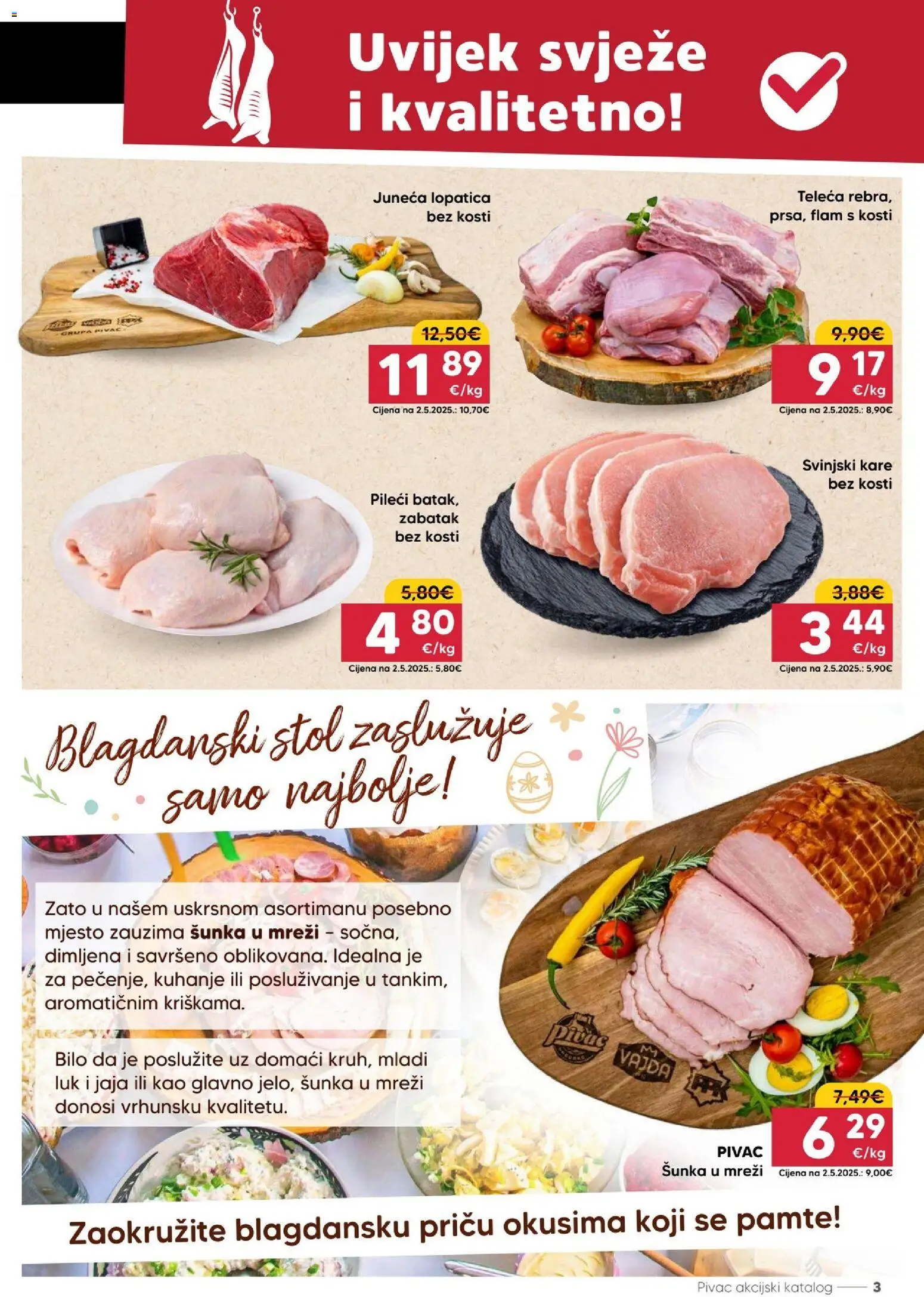 Pivac katalog | vrijedi od 16.03.2026 | Stranica: 3 | Proizvodi: Svinjski kare, Jaja, Luk, Lopatica