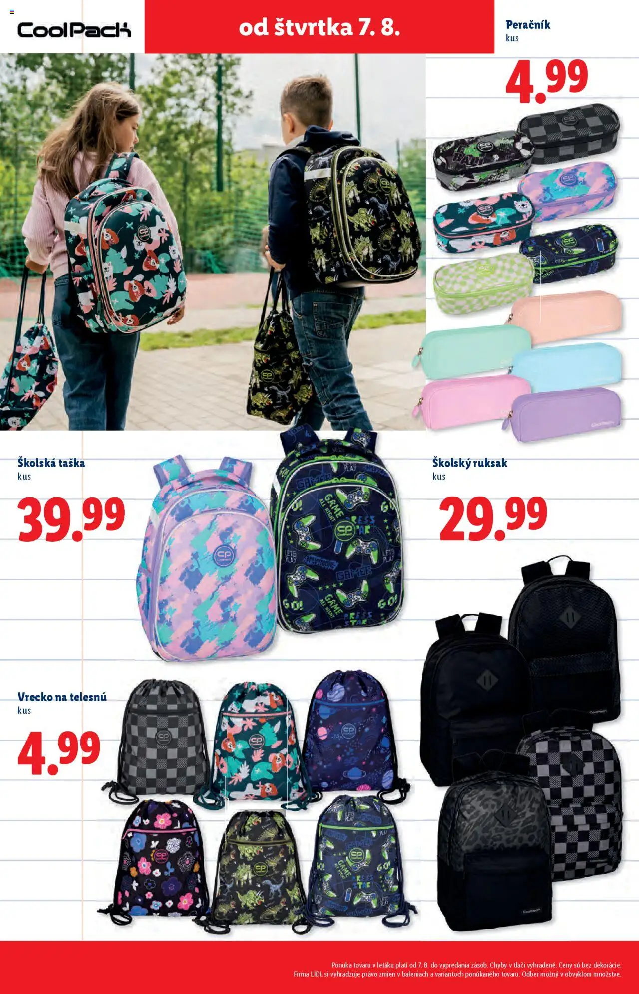 Lidl leták │ platný od 04.08.2025 | Strana: 76 | Produkty: Peračník, Ruksak, Taška