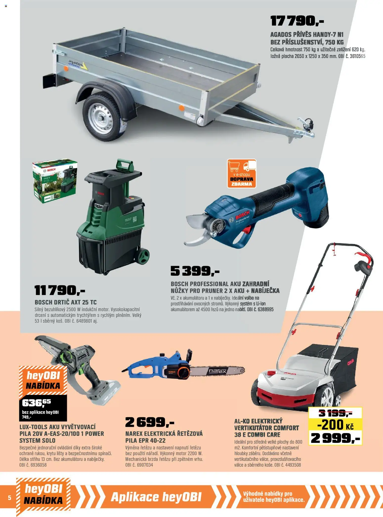 OBI leták - Bobří síla v akci od 01.02.2026 | Strana: 6 | Produkty: Vertikutátor, Zahradní nůžky, Drtič, Pila